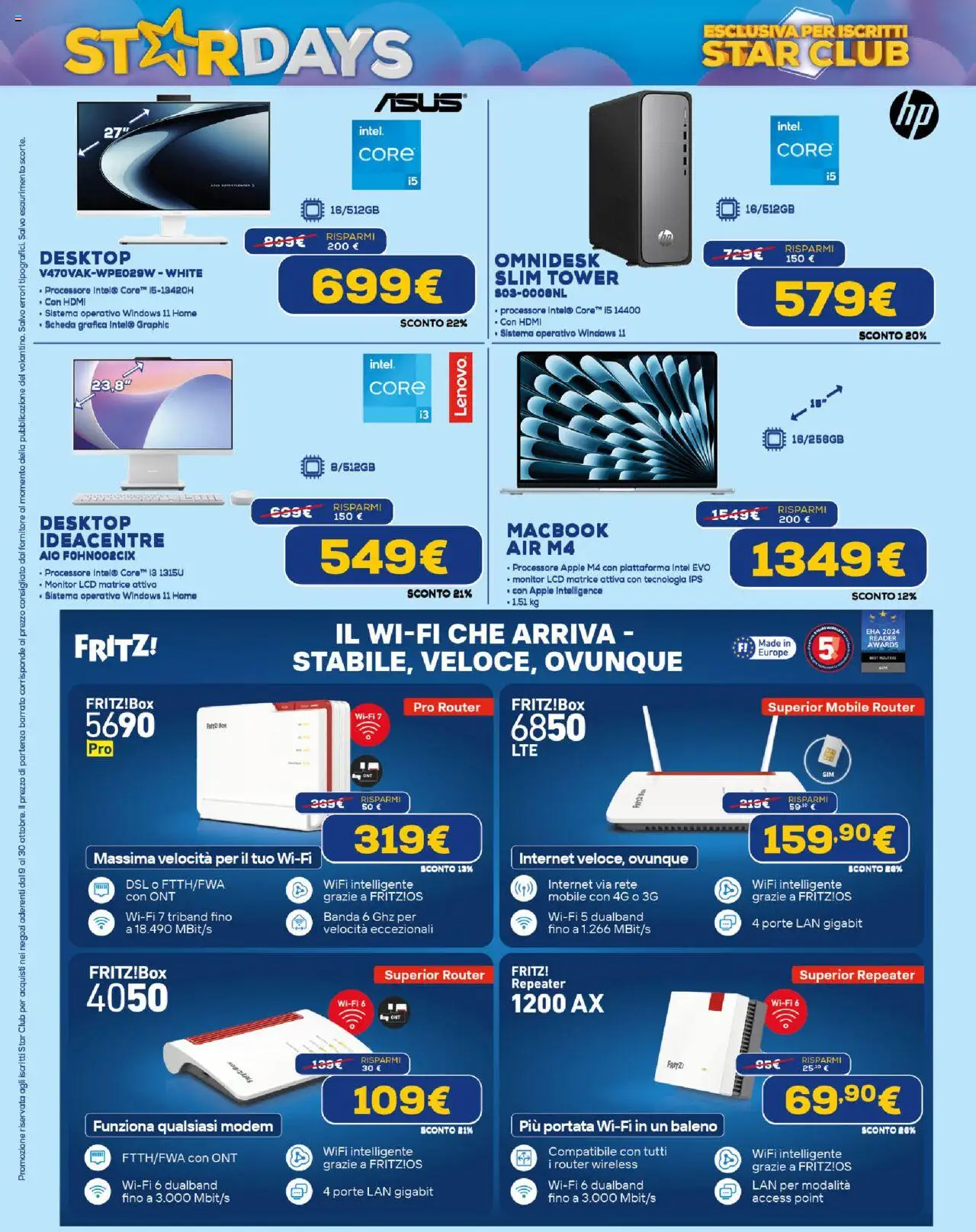 Volantino Euronics del 09.10.2025 | Pagina: 14 | Prodotti: Router, Monitor, Mobile, Macbook