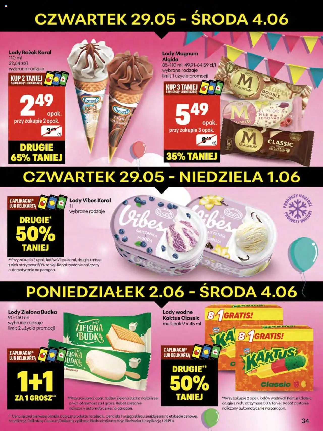 Delikatesy Centrum Gazetka od 29.05.2025 | Strona: 34 | Produkty: Delikatesy, Udka, Lody Magnum, Lody