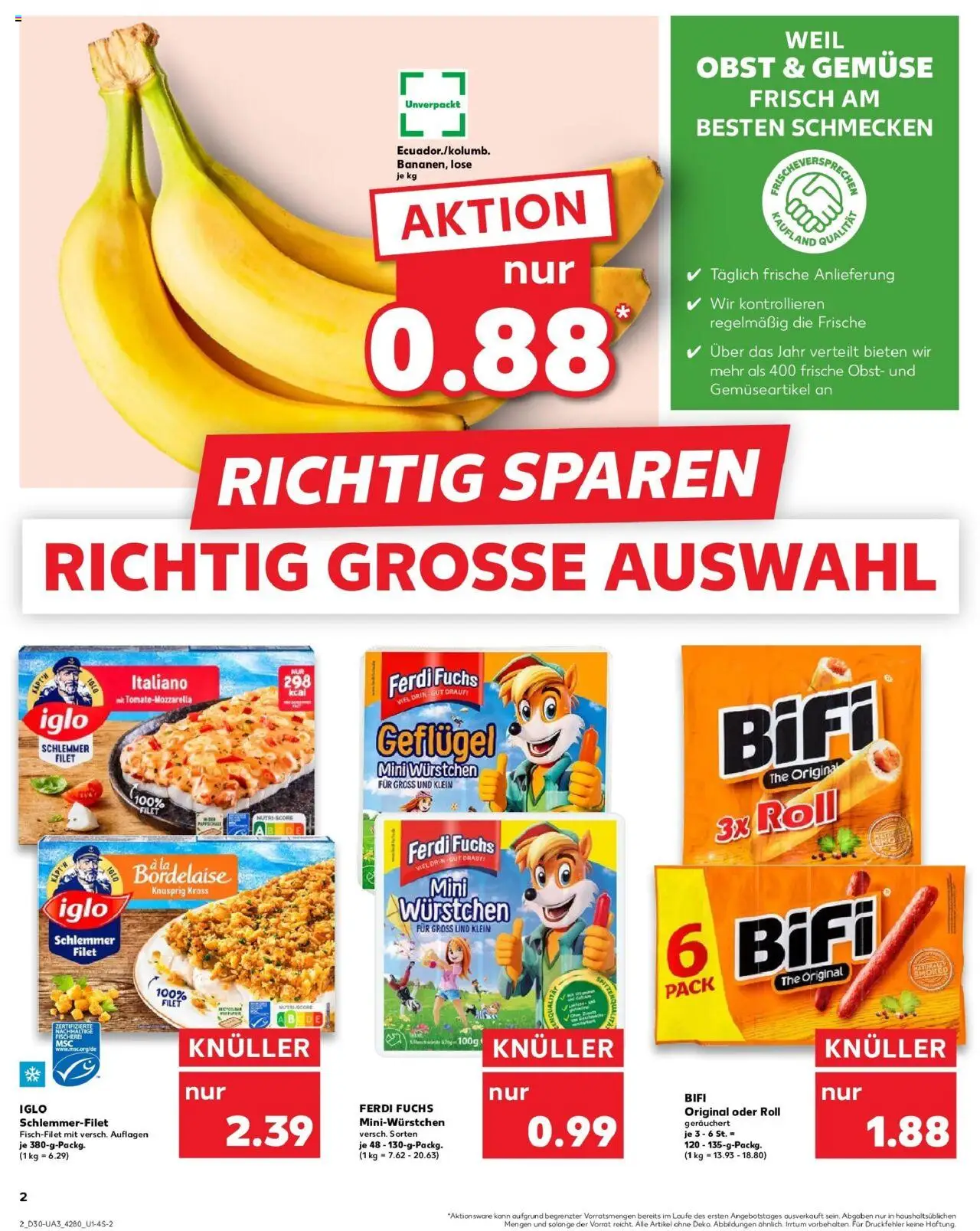Kaufland prospekt Eriskirch	 - gültig ab dem 24.07.2025 | Seite: 2 | Produkte: Iglo, Bifi, Gemüse, Obst