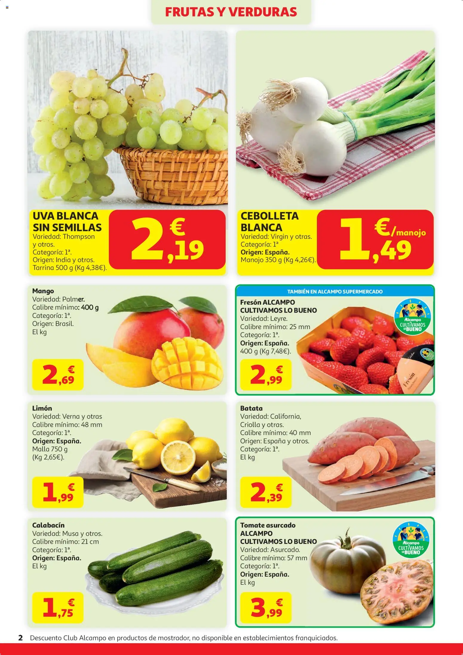 Alcampo  HG Unico Mad │ válido desde el 07.04.2026 | Página: 2 | Productos: Calabacín, Ρούτερ