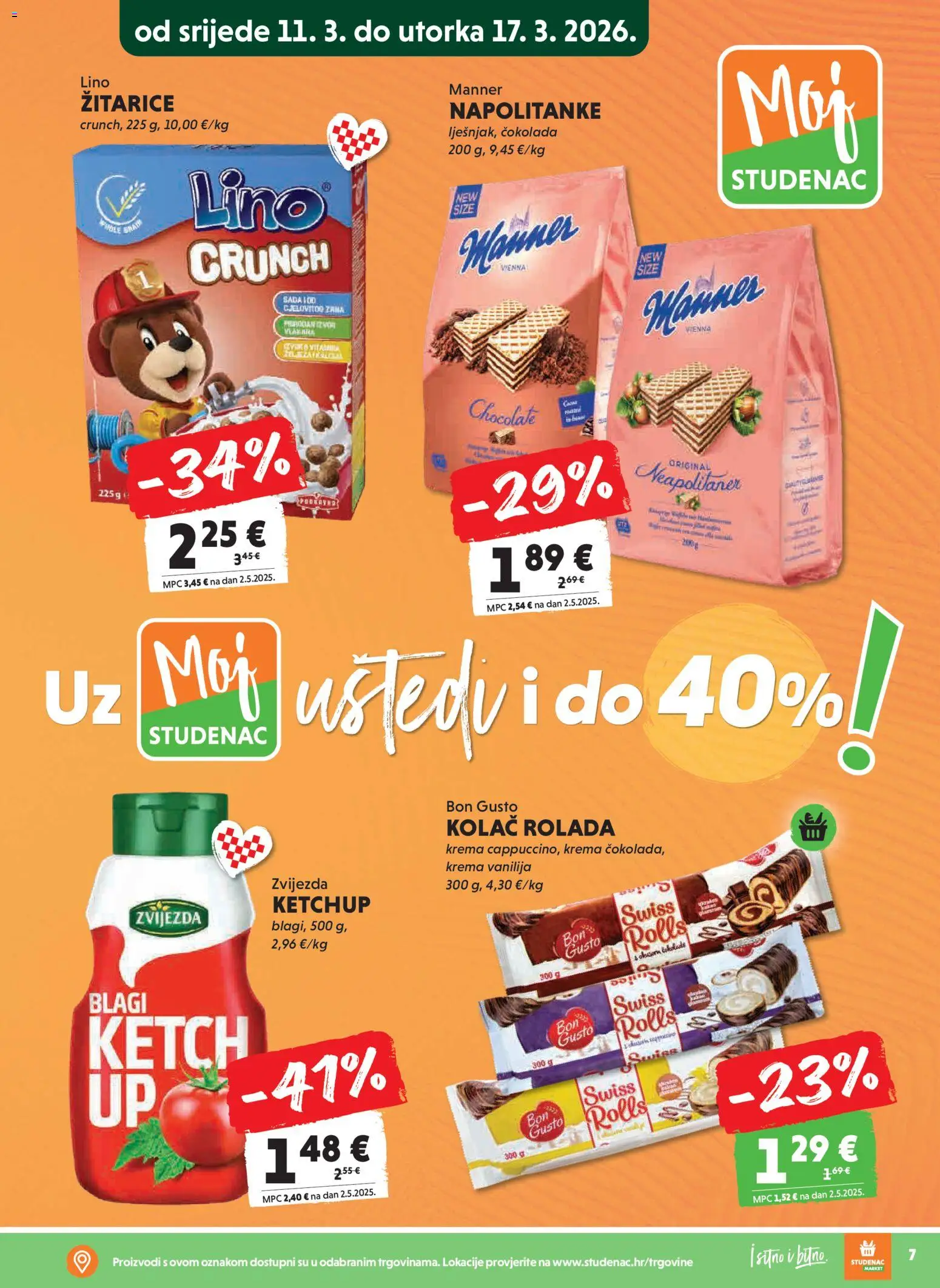Studenac katalog | vrijedi od 11.03.2026 | Stranica: 7 | Proizvodi: Čokolada, Žitarice, Krema, Napolitanke