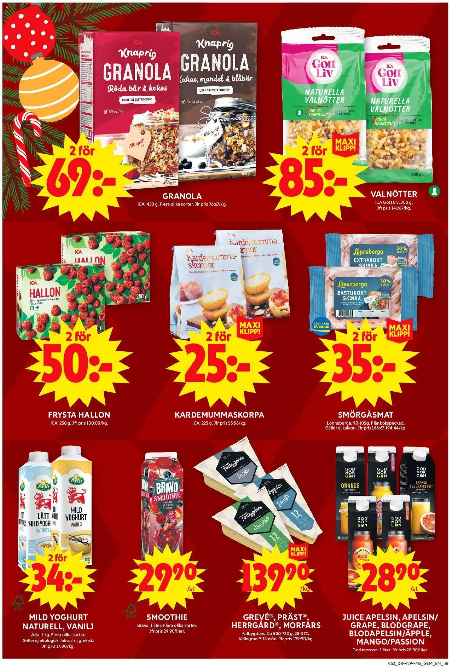 ICA Maxi reklamblad aktuell från 22.12.2025 | Sida: 8 | Produkter: Jord, Yoghurt, Skinka, Blåbär