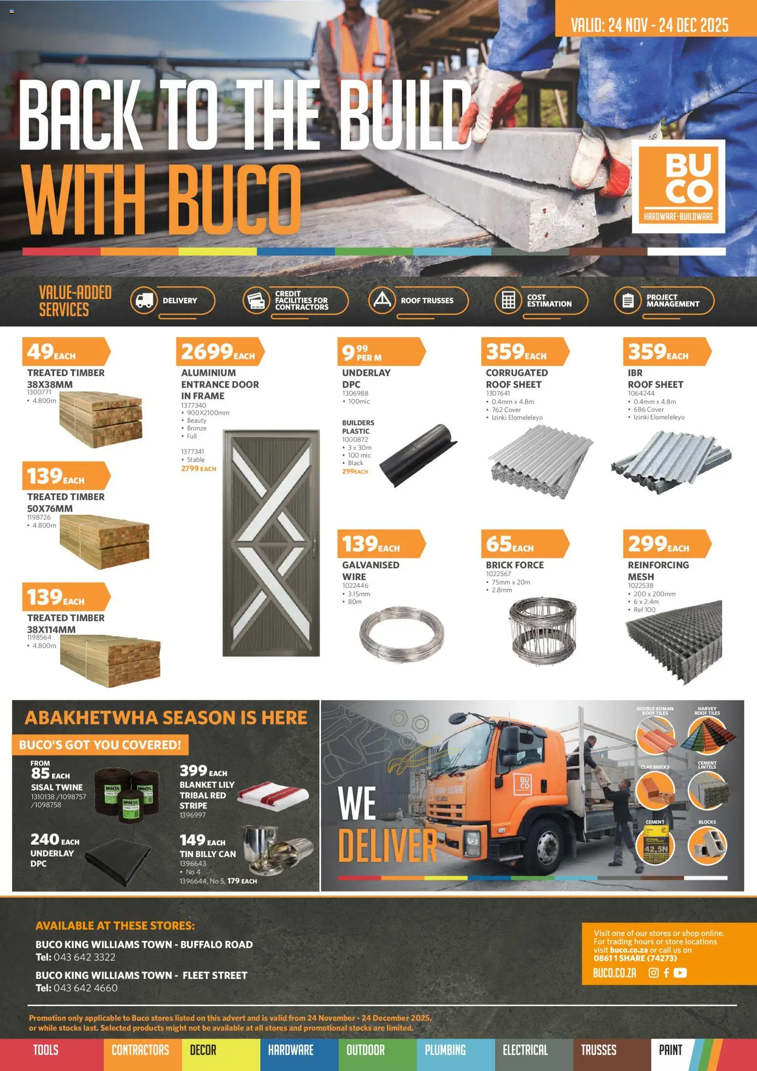 New BUCO catalogue – valid from 24.11.2025 | Page: 1 | Products: Frame, Blanket, Cement, Clay