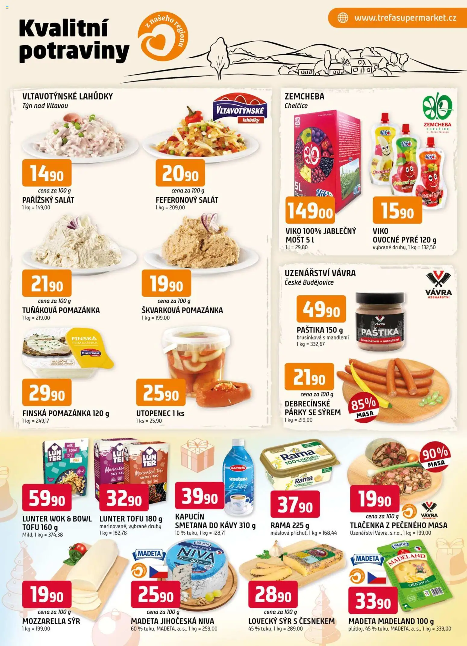 Trefa leták od 26.11.2025 | Strana: 5 | Produkty: Párky, Tuňáková pomazánka, Smetana do kávy, Paštika