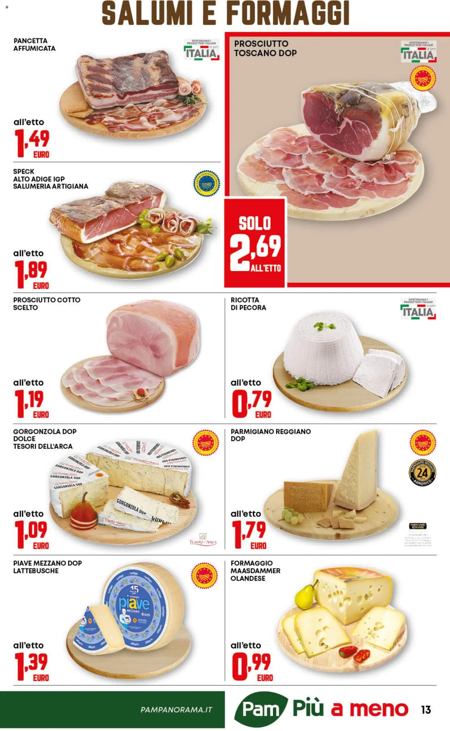 Volantino PAM del 06.11.2025 | Pagina: 13 | Prodotti: Pancetta, Formaggio, Ricotta, Gorgonzola
