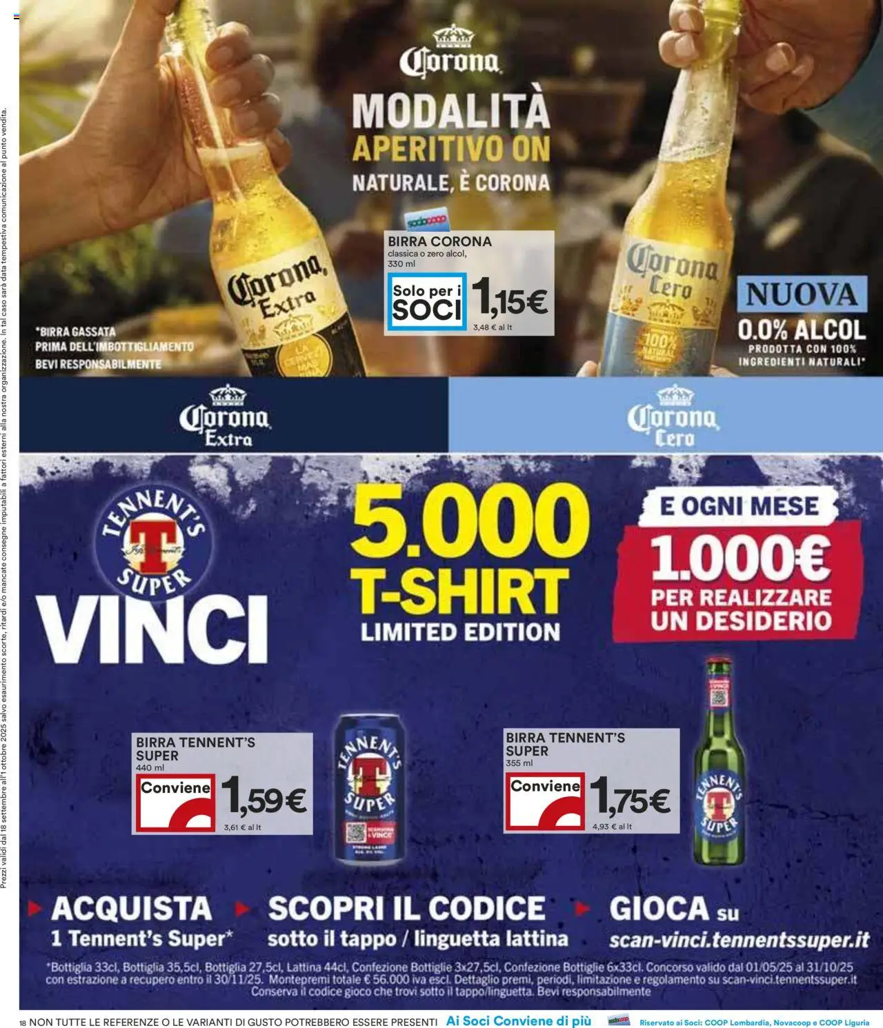 Volantino COOP del 18.09.2025 | Pagina: 18 | Prodotti: Tennent's, Birra, Data, Gioco