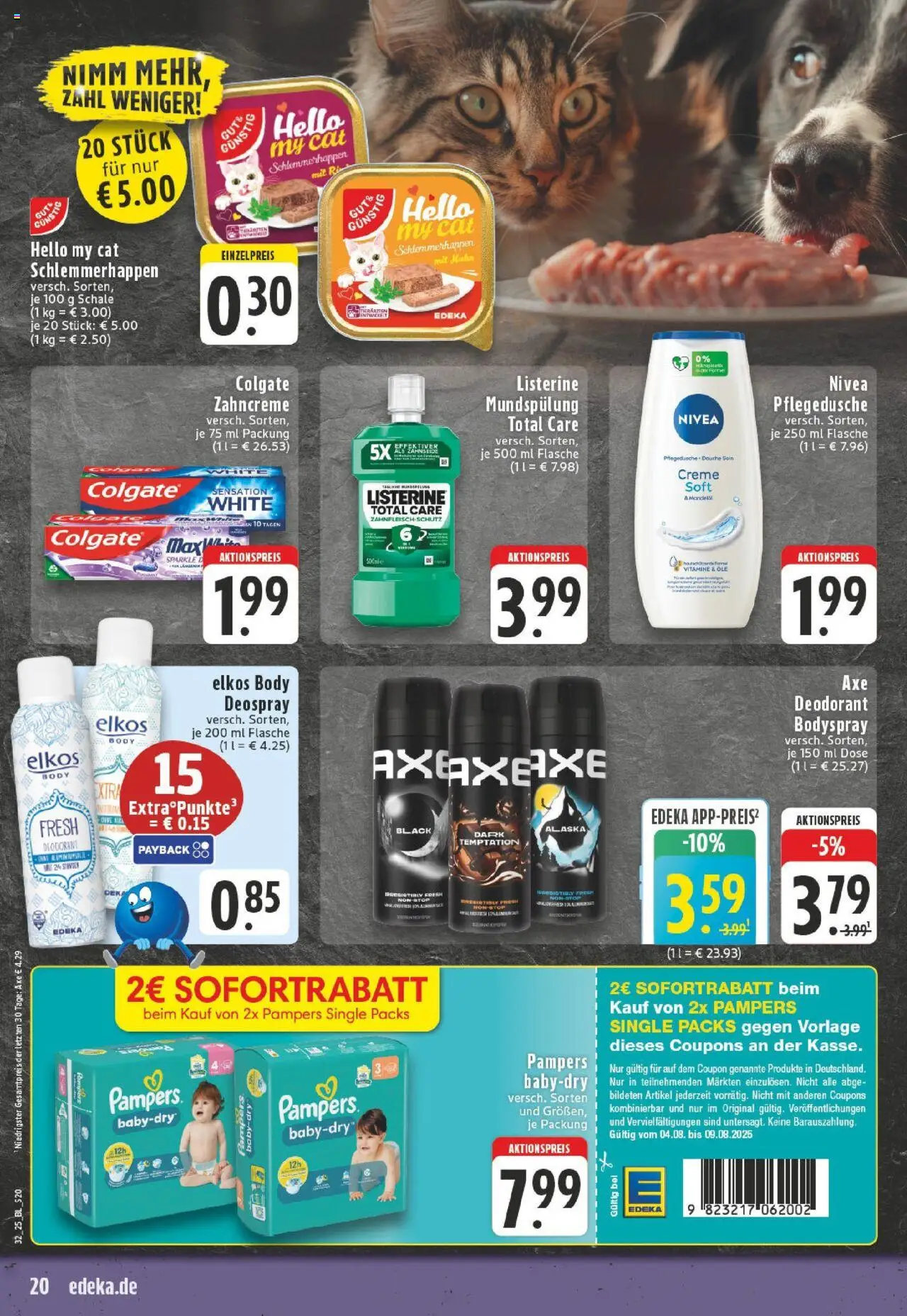Edeka prospekt Neuss-Meertal	 - gültig ab dem 03.08.2025 | Seite: 20 | Produkte: Creme, Deodorant, Axe, Listerine