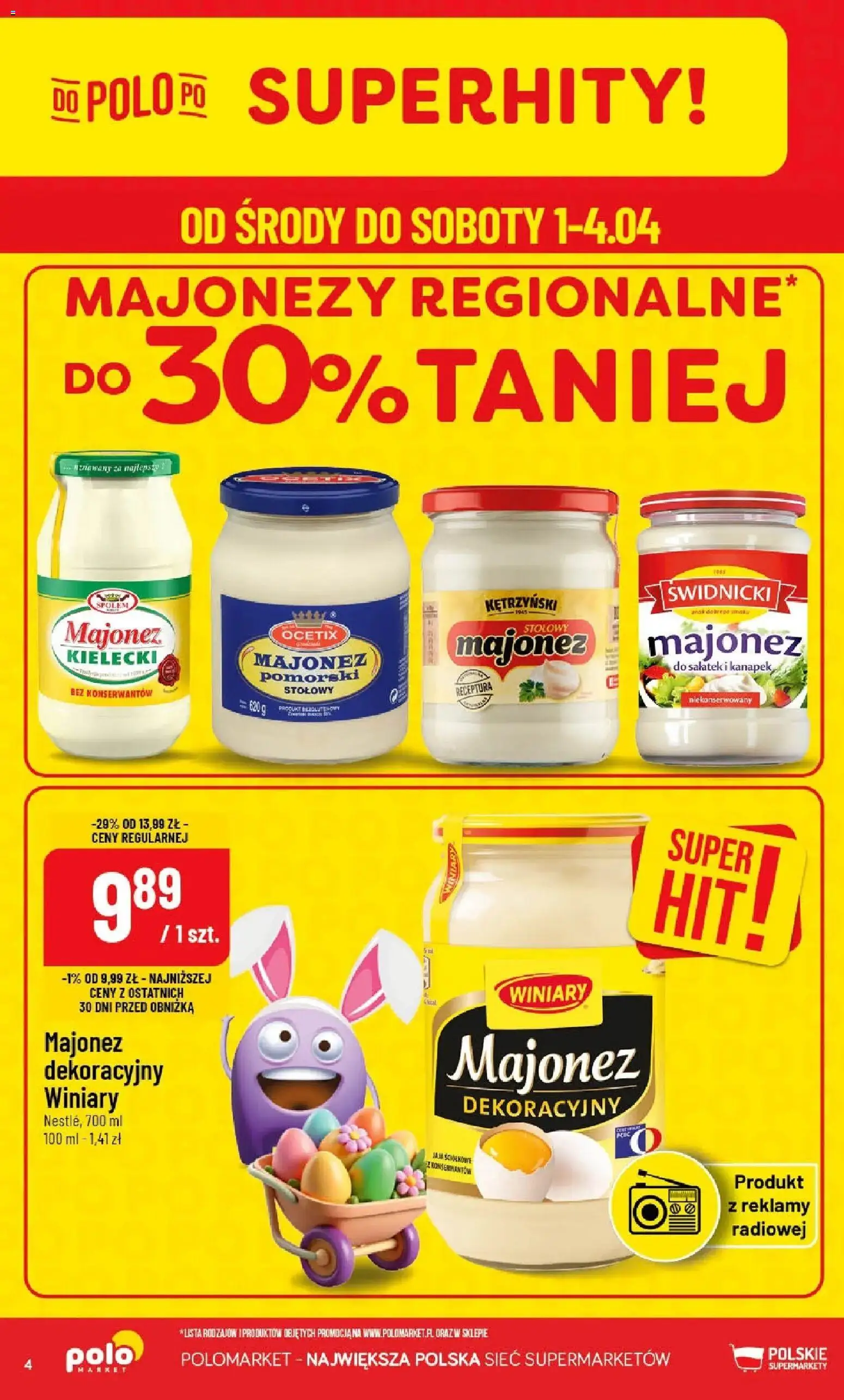 POLOmarket gazetka od 01.04.2026 | Strona: 4 | Produkty: Majonez winiary, Majonez