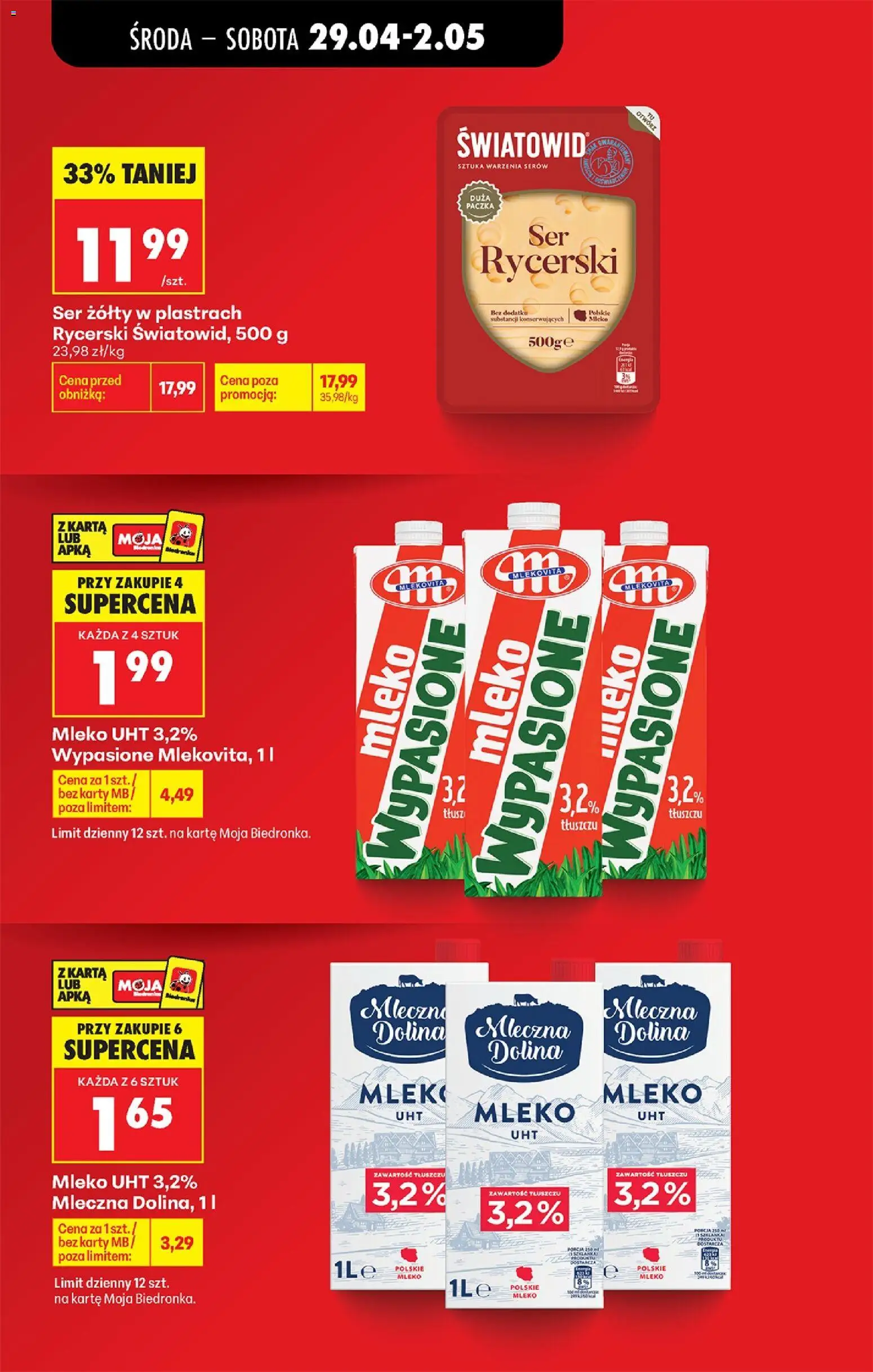 Biedronka gazetka od środy od 29.04.2026 | Strona: 23 | Produkty: Ser żółty, Karta, Mleko, Ser