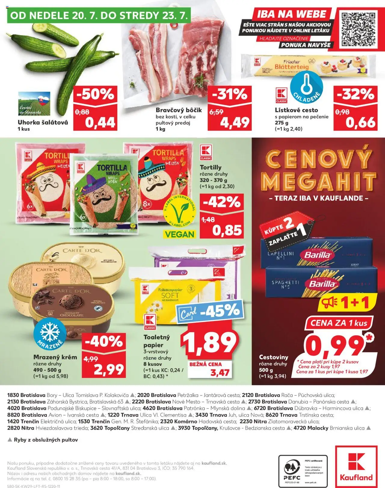 Kaufland Bratislava-Dúbravka │ platný od 17.07.2025 | Strana: 80 | Produkty: Ryby, Bravčový bôčik, Lístkové cesto, Krém