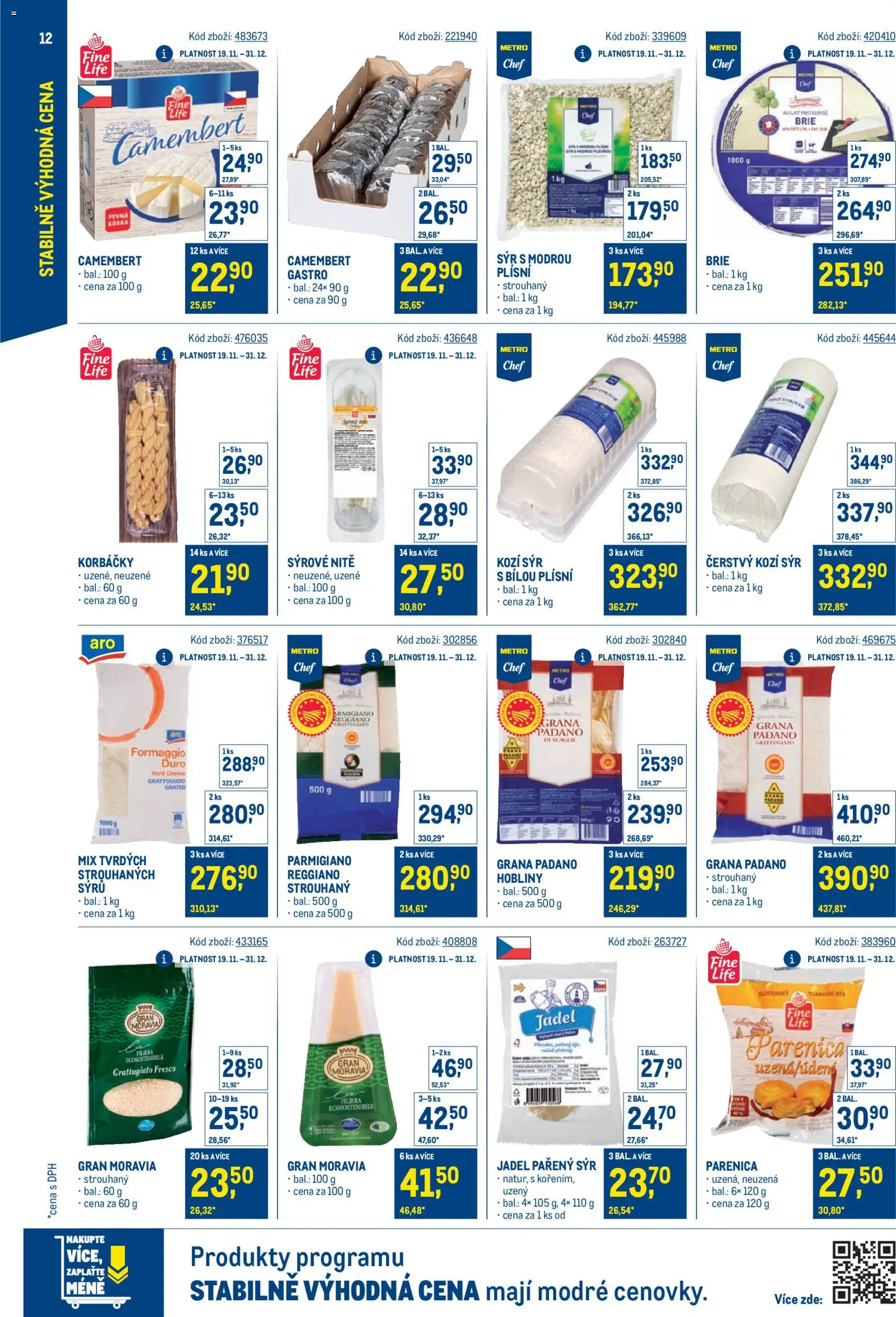 Makro leták - Stabilně výhodná cena od 19.11.2025 | Strana: 12 | Produkty: Parenica, Sýr, Brie, Grana Padano