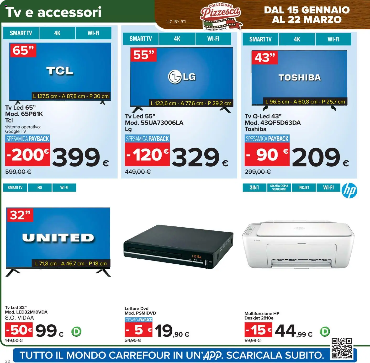 Volantino Carrefour del 15.01.2026 | Pagina: 32 | Prodotti: Dvd, smart TV, TV, Stampa