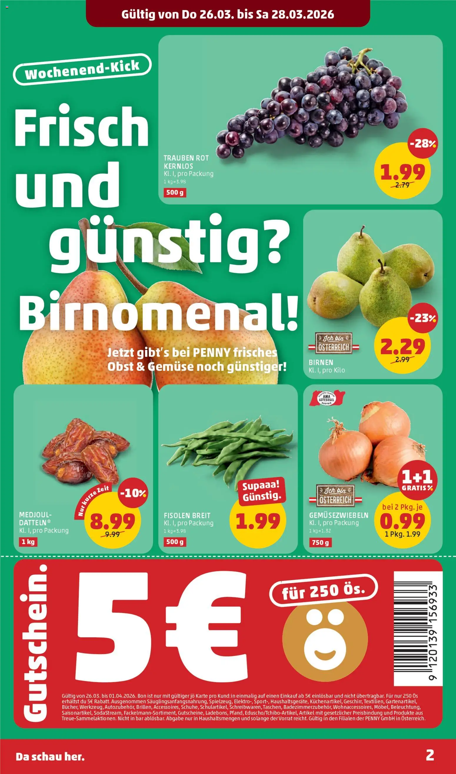 Penny Markt - Flugblatt gültig ab 26.03.2026 | Seite: 2 | Produkte: Gemüse, Obst