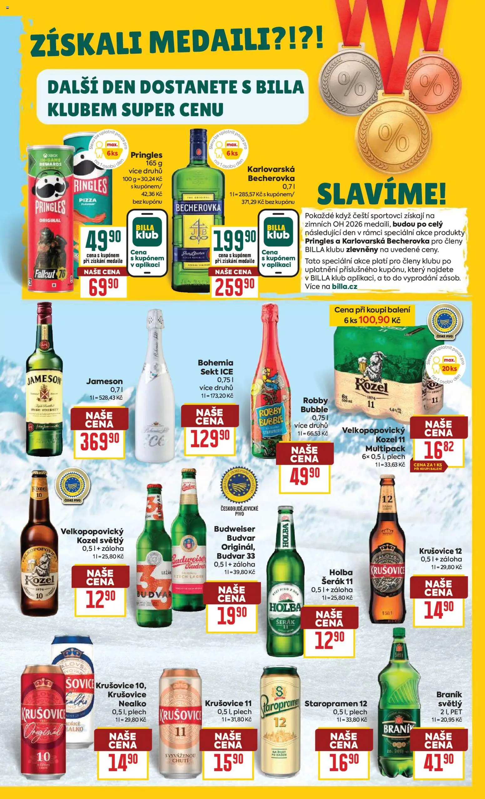 Billa Velký leták od 18.02.2026 | Strana: 23 | Produkty: Budvar, Jameson, Plech, Becherovka