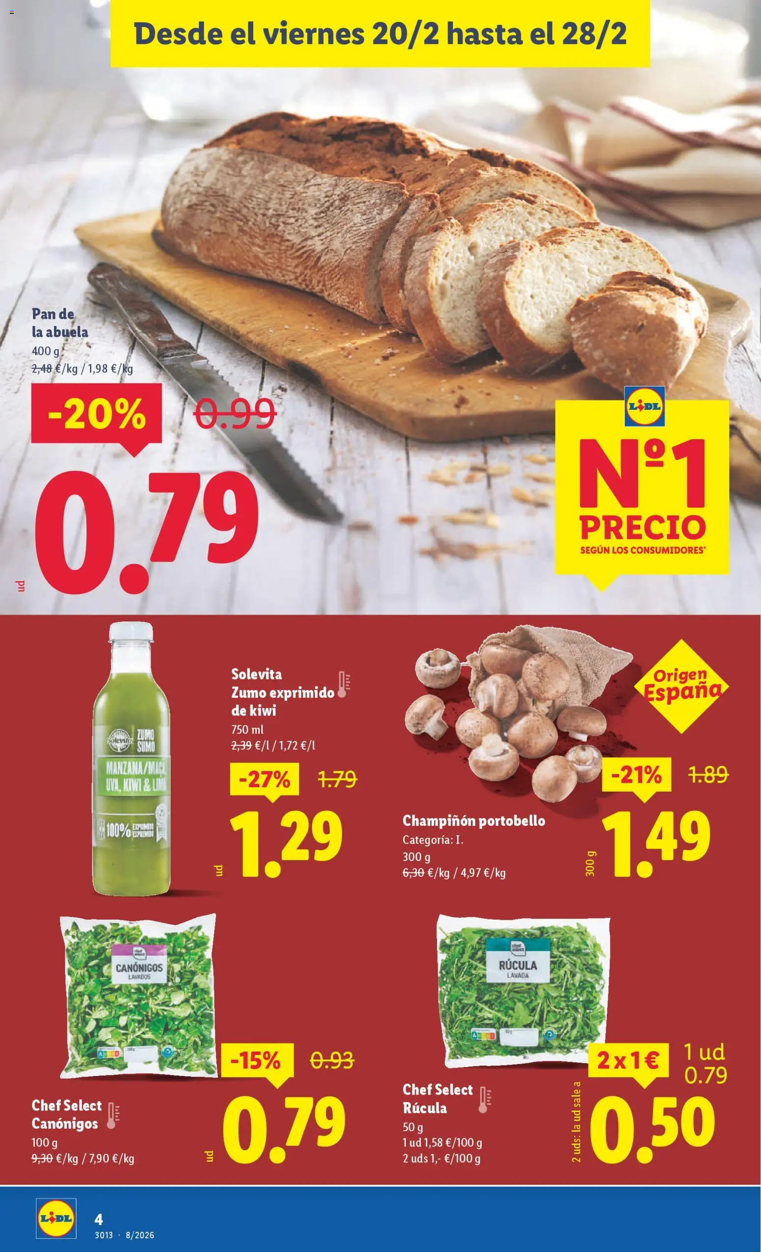 Lidl - Torrevieja │ válido desde el 20.02.2026 | Página: 4 | Productos: Pan, Kiwi, Ροζ πιπέρι, Manzana