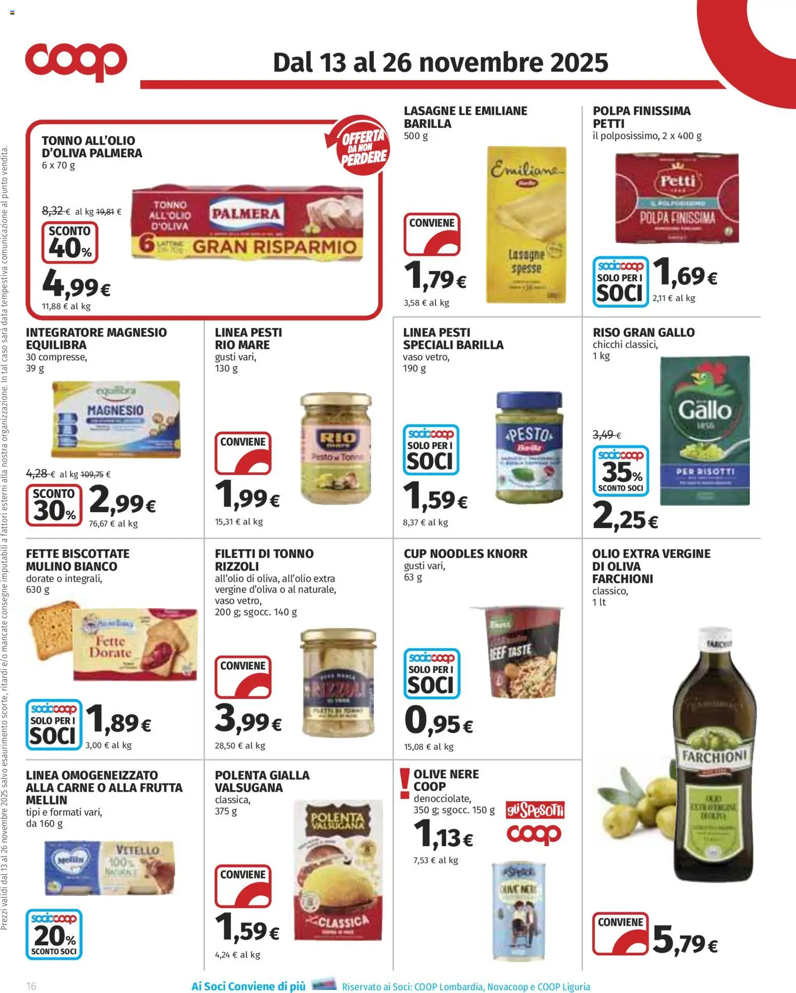 Volantino COOP del 13.11.2025 | Pagina: 16 | Prodotti: Riso, Frutta, Olio, Tonno