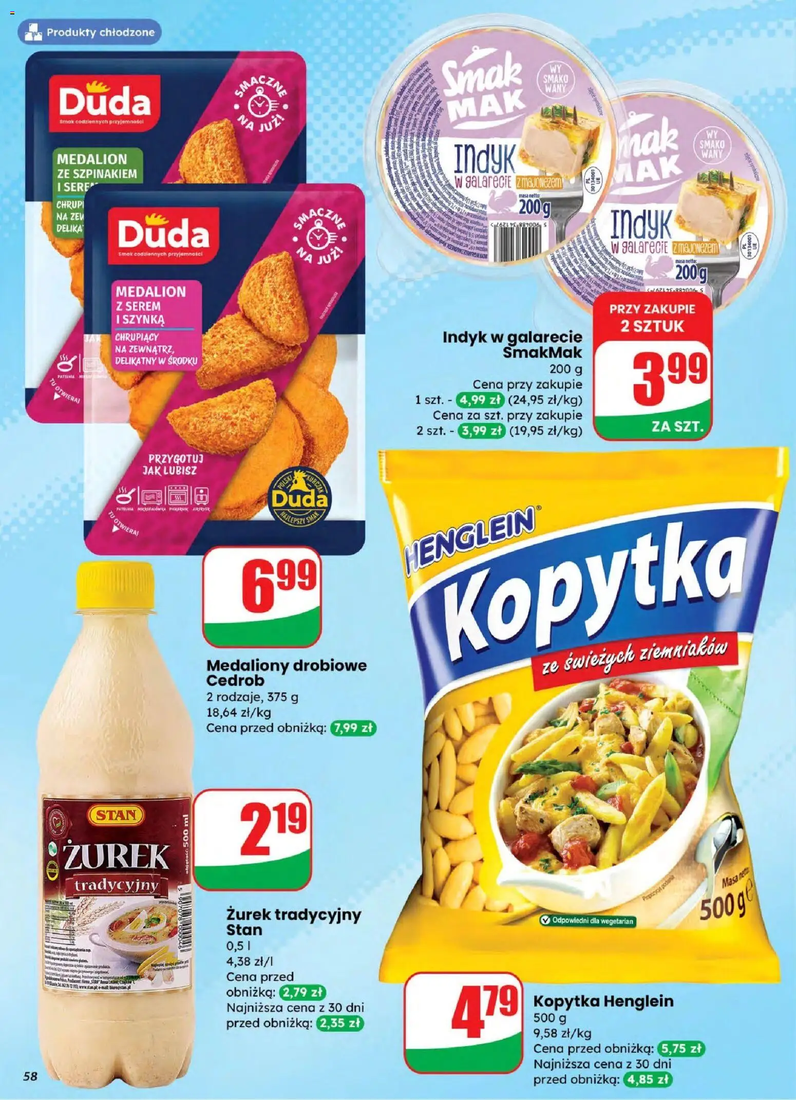 Dino gazetka od 04.03.2026 | Strona: 58 | Produkty: Zurek, Szynka, Indyk w galarecie, Kopytka