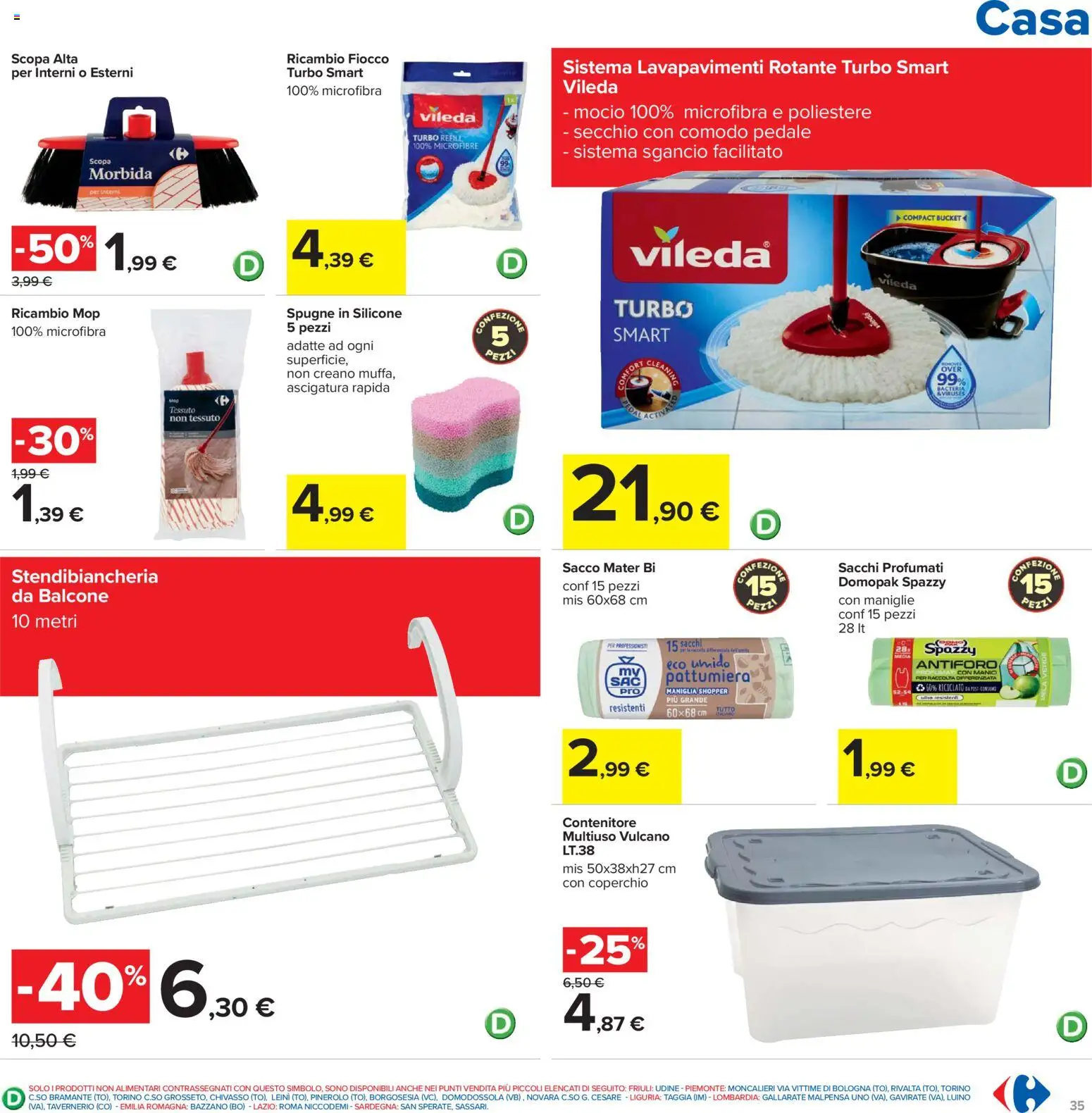 Volantino Carrefour del 26.03.2026 | Pagina: 35 | Prodotti: Mocio, Stendibiancheria, Scopa, Secchio
