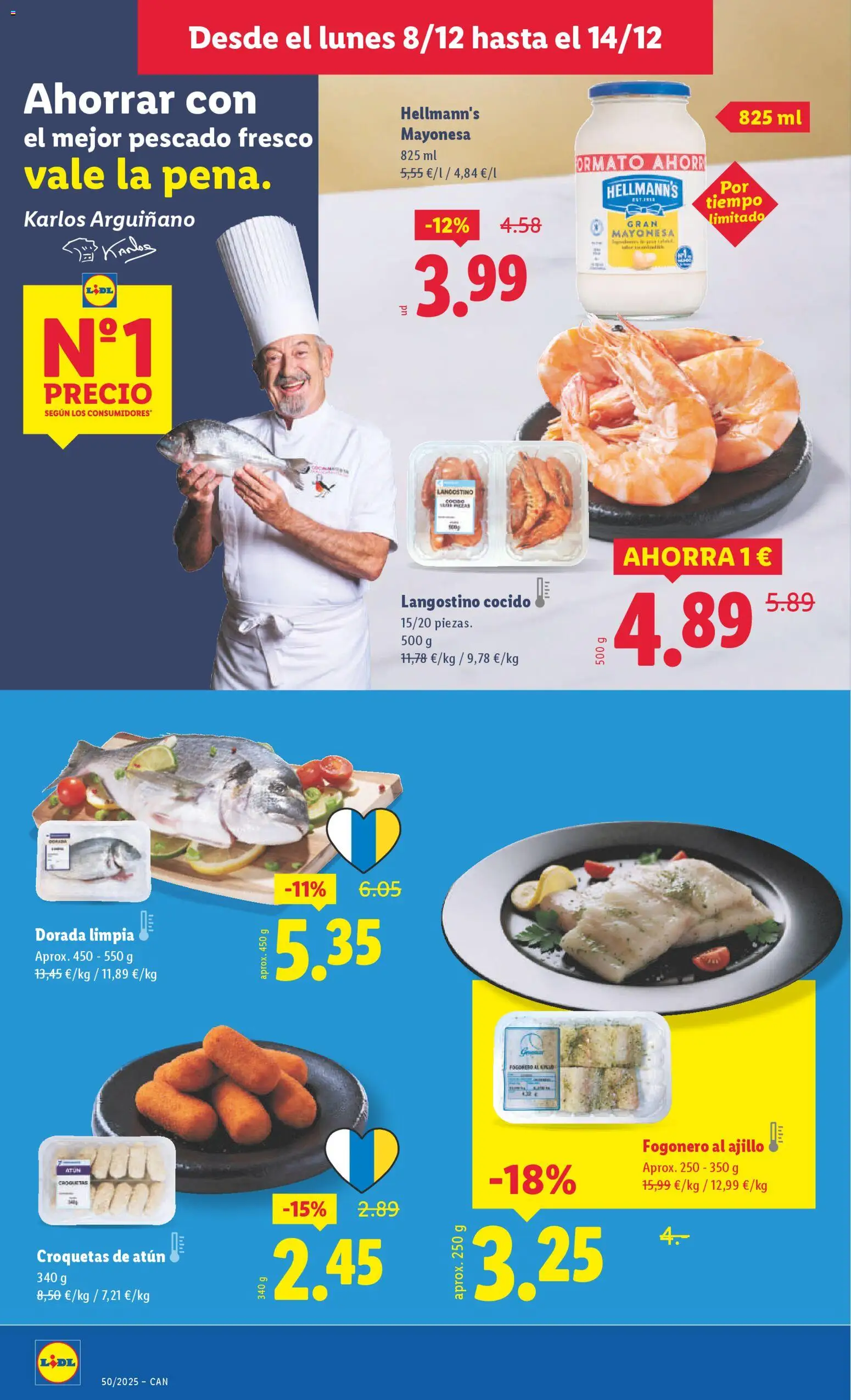 Lidl - Canarias │ válido desde el 08.12.2025 | Página: 6 | Productos: Pescado, Οθόνη προβολής, Croquetas, Langostino