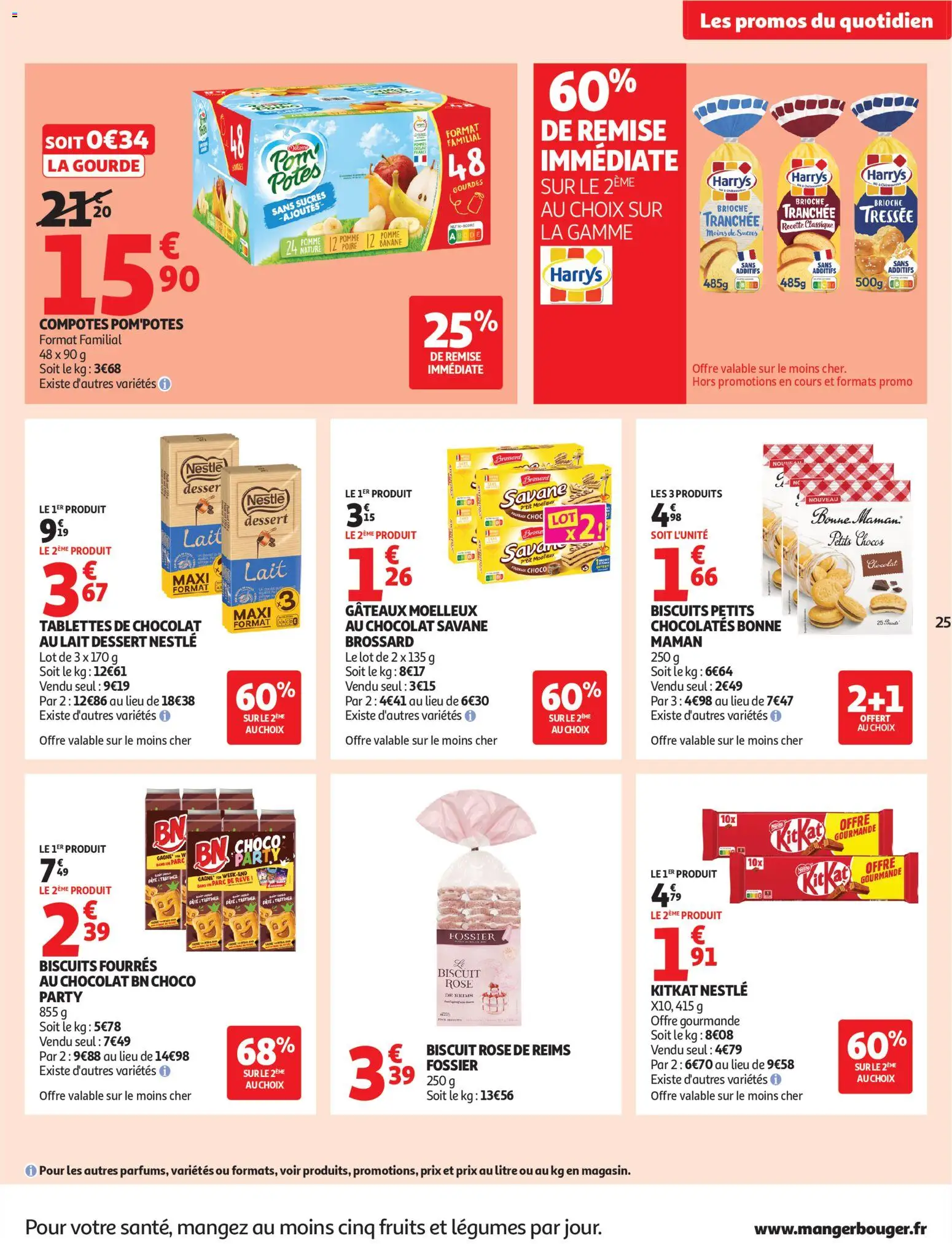 {H1} | Page: 25 | Produits: Pomme, Tablettes de chocolat, Pâte à tartiner, Biscuits