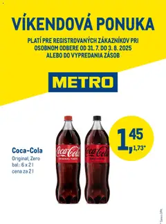 Metro víkendová ponuka - Coca Cola - náhľad platný od 31.07.2025