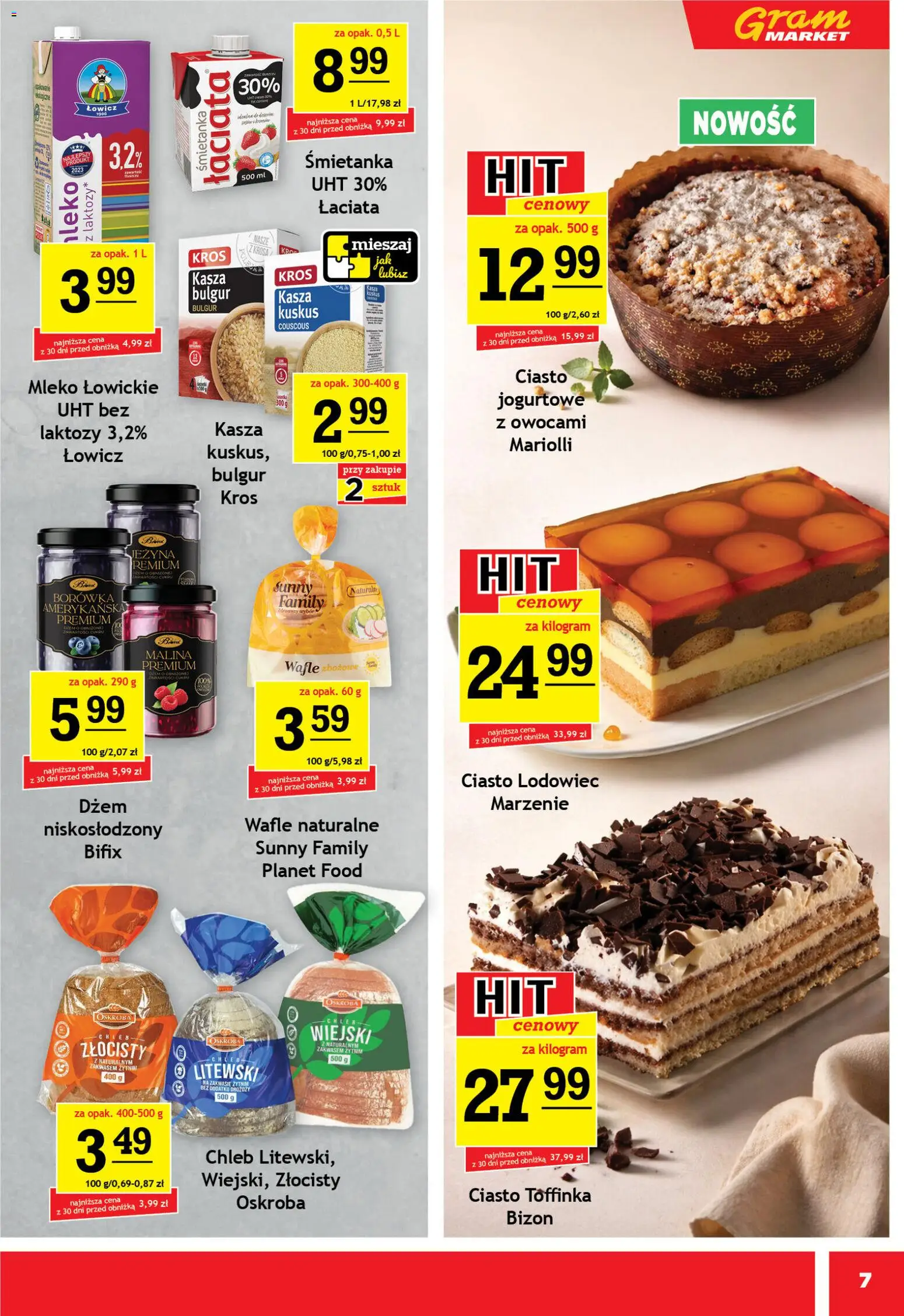 Gram Market gazetka od 29.04.2026 | Strona: 7 | Produkty: Wafle, Dżem, Chleb, Mleko łowickie