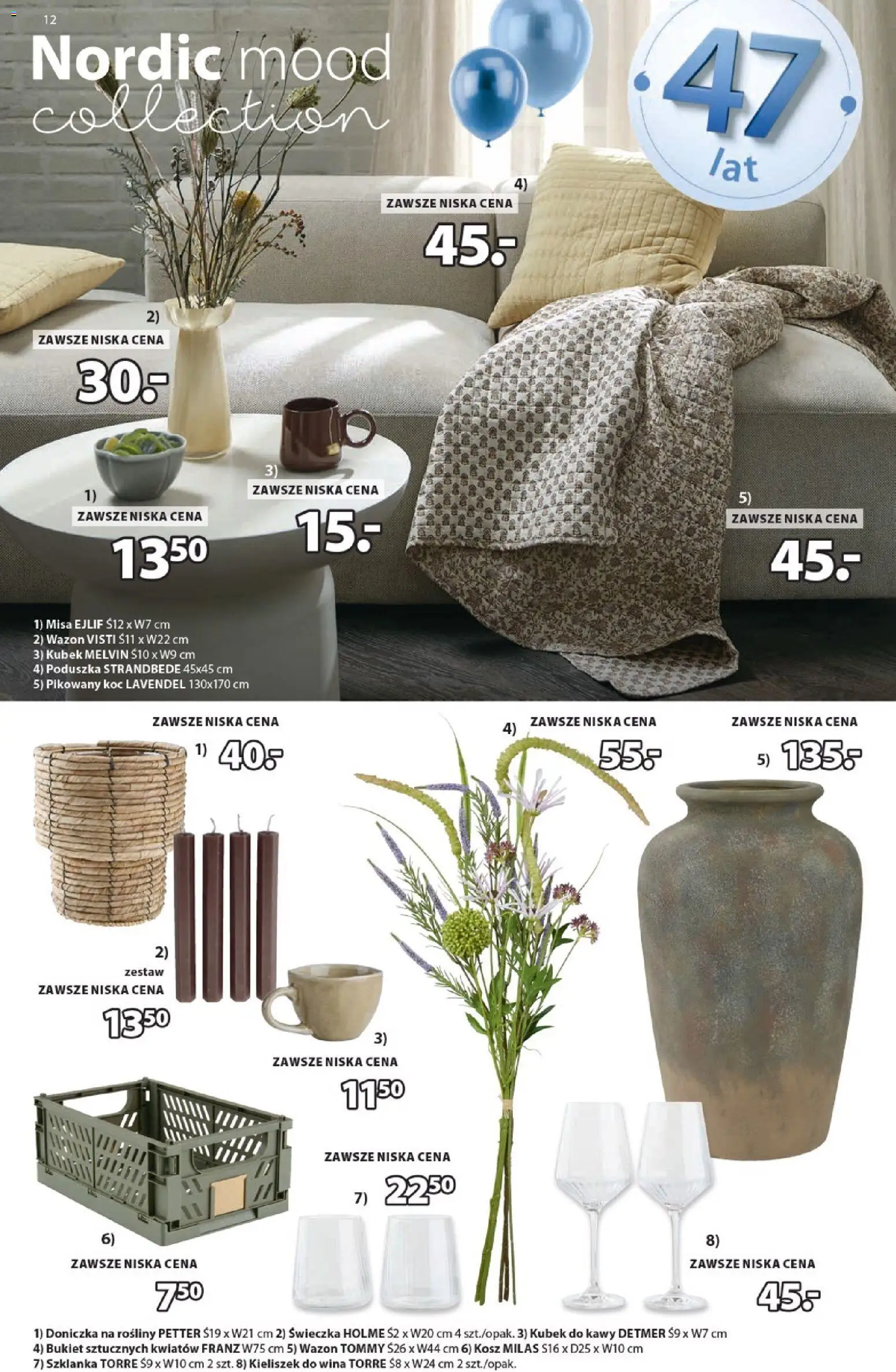 JYSK gazetka od 22.04.2026 | Strona: 12 | Produkty: Poduszka, Koc, Kosz, Doniczka