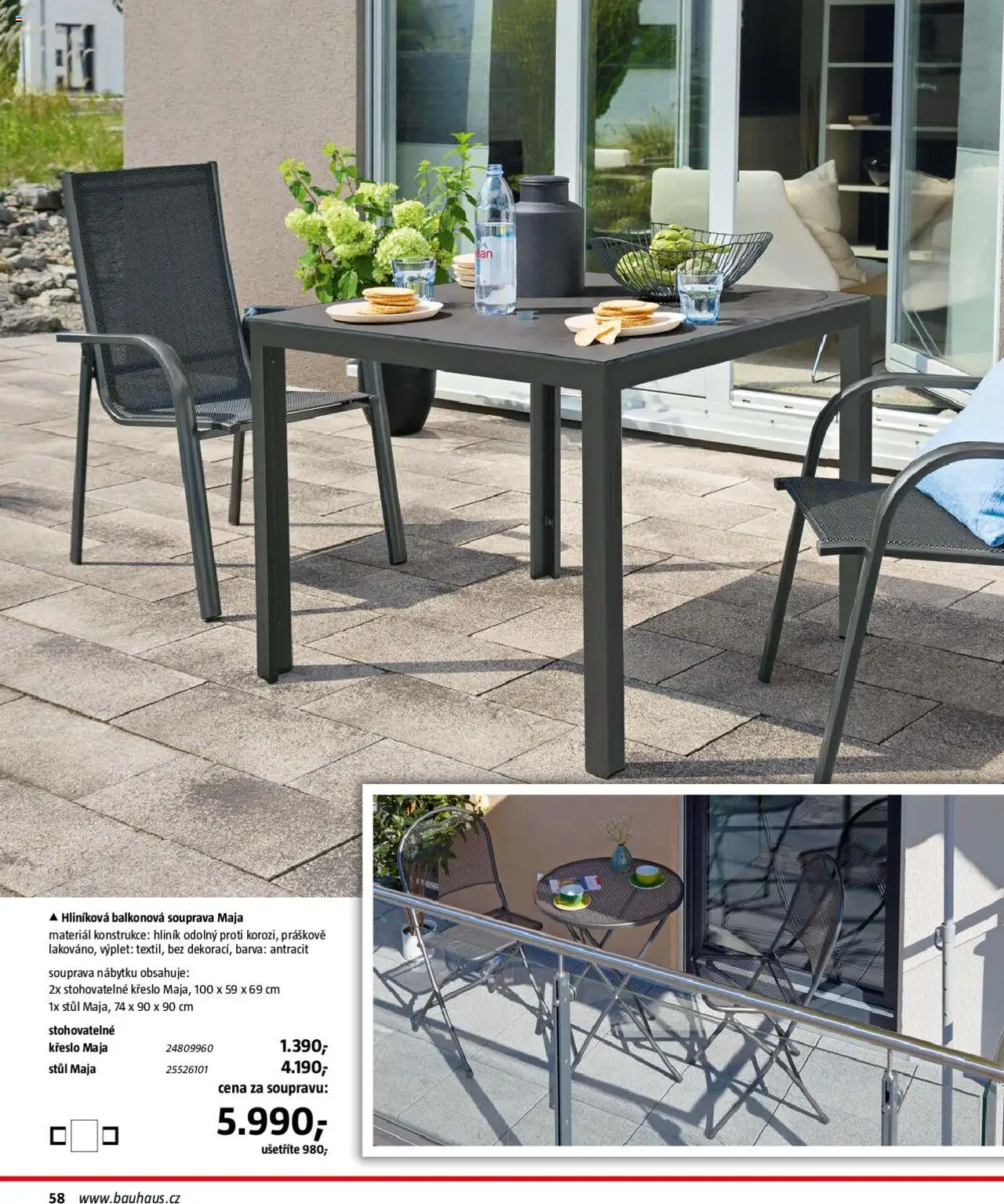 Bauhaus katalog Zahradní nábytek od 01.04.2025 | Strana: 58 | Produkty: Křeslo, Stůl