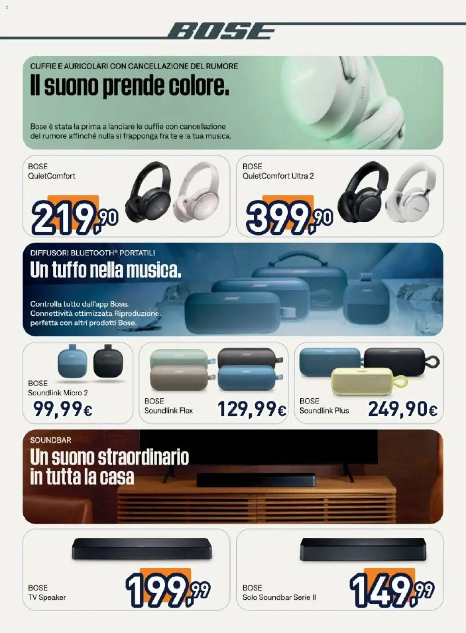 Volantino Unieuro del 20.03.2026 | Pagina: 45 | Prodotti: Tè, TV, Cuffie, Speaker