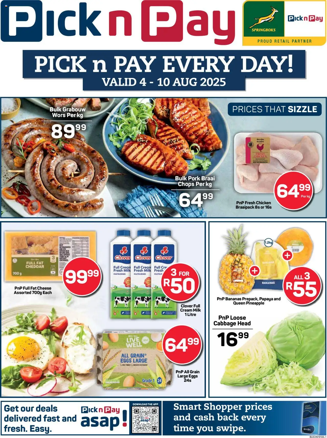 Pick n Pay Eastern Cape - Weekly Specials │ valid from 04.08.2025 | Page: 1 | Products: Milk, Cheese, Pork, Cream