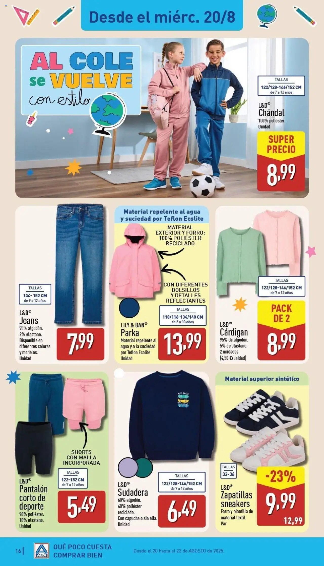 Aldi folleto Canarias │ válido desde el 18.08.2025 | Página: 16 | Productos: Sudadera, Zapatillas, Pantalón corto