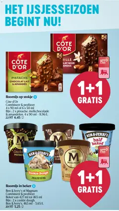 Ben & Jerry's of Magnum, Combineer & profiteer Beker van 427 ml tot 465 ml Bijv.: 2 x cookie dough, Ben & Jerry's, 465 ml - Voorbeeld van een folder van Delhaize, geldig van 09.04.2026 | Pagina: 19 | Producten: Beker
