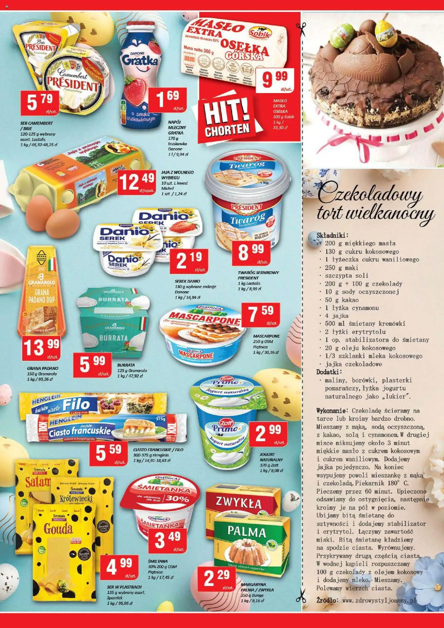 Chorten gazetka od 26.03.2026 | Strona: 3 | Produkty: Osełka, Camembert, Jajka czekoladowe, Jajka
