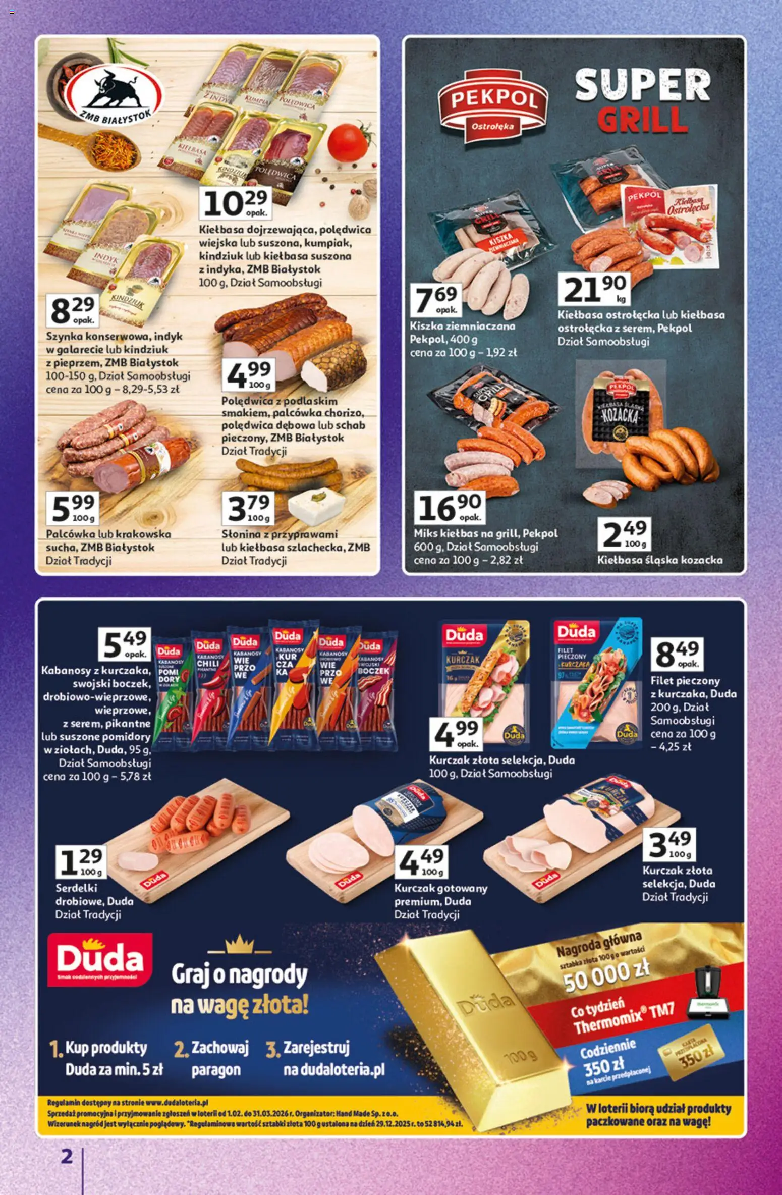 Auchan gazetka - Znane Marki Hipermarket od 23.04.2026 | Strona: 2 | Produkty: Kiełbasa, Schab, Słonina, Kiełbasa śląska