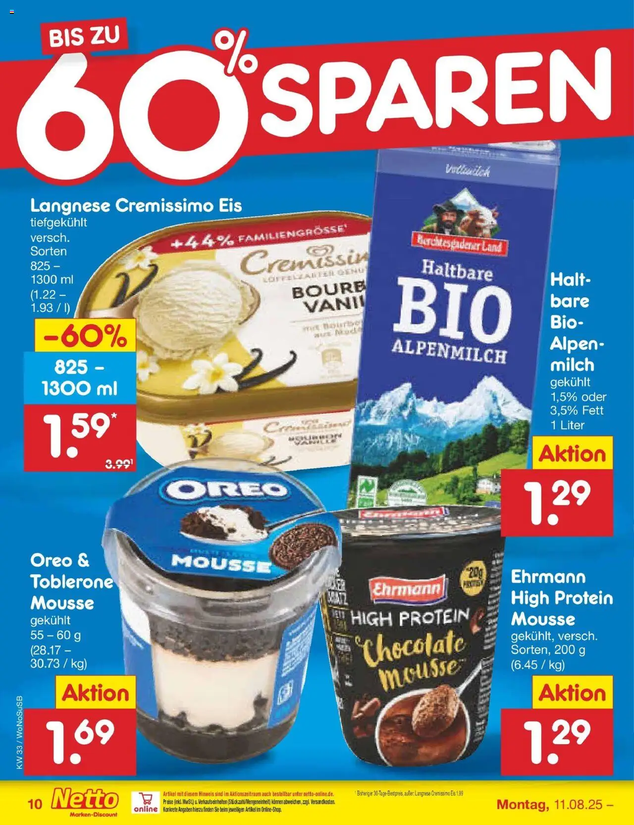 Netto Marken-Discount prospekt Lahnau	 - gültig ab dem 10.08.2025 | Seite: 16 | Produkte: Langnese cremissimo, Cremissimo, Milch, Eis