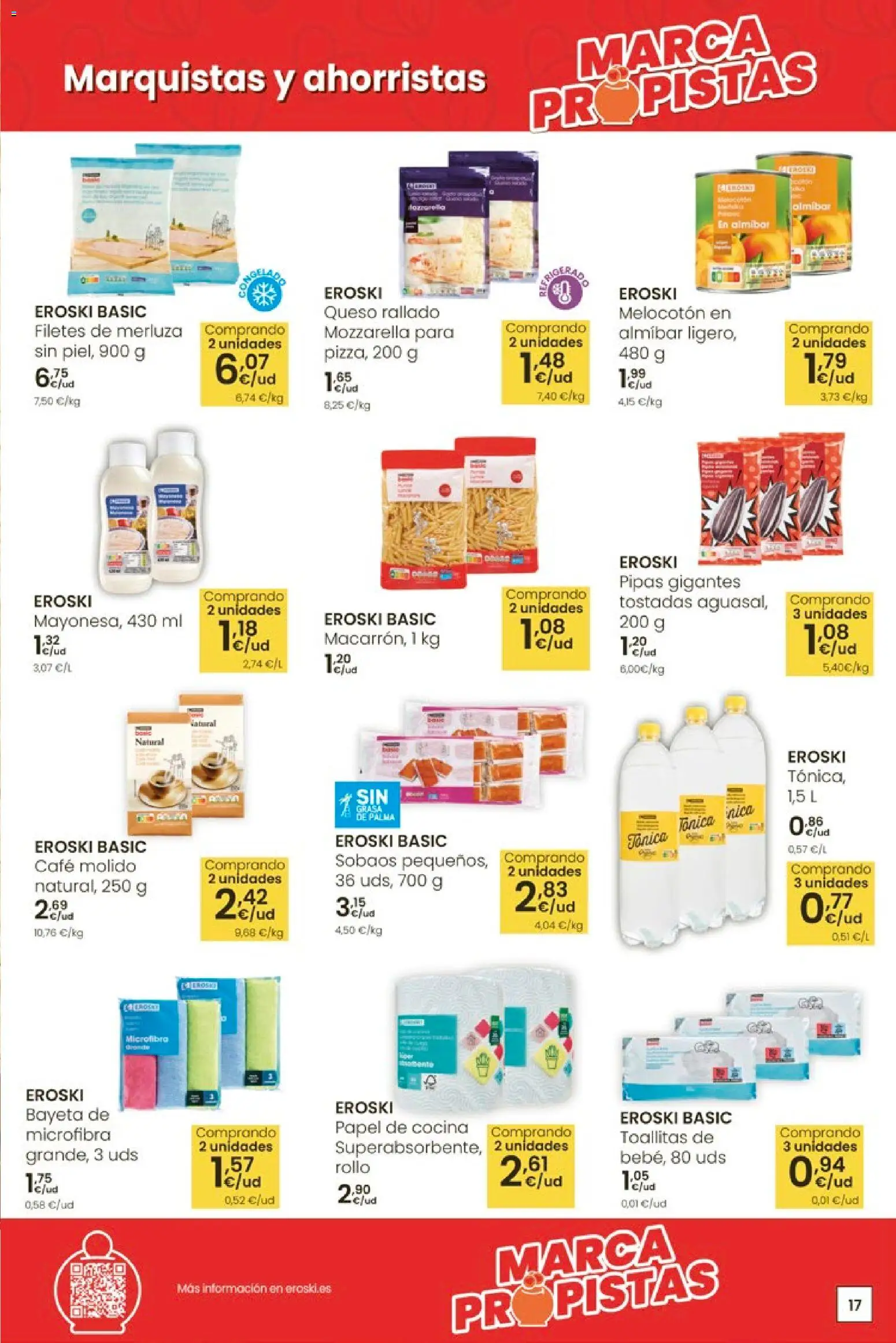 Eroski - Oferta │ válido desde el 12.03.2026 | Página: 17 | Productos: Queso, Café molido, Filetes de merluza, Cocina