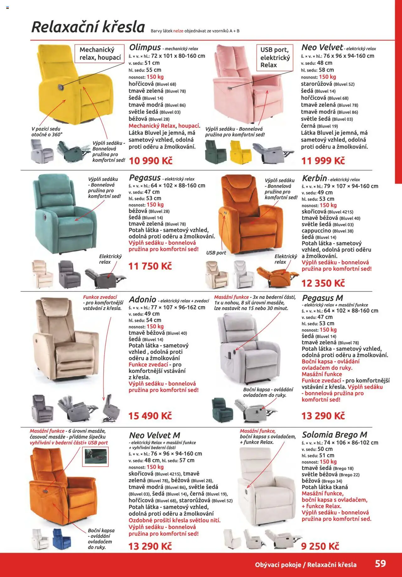 ORFA nábytek katalog 2025-2026 od 01.10.2025 | Strana: 59 | Produkty: Křesla, USB, Velvet, Časovač