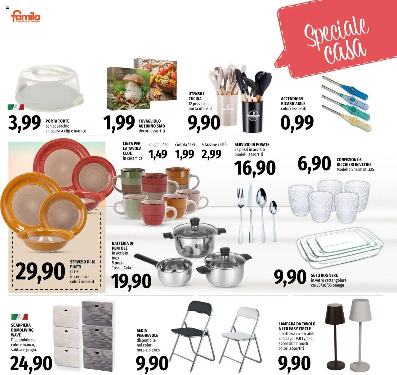 Volantino Famila del 18.09.2025 | Pagina: 26 | Prodotti: Posate, USB, Scarpiera, Ciotola