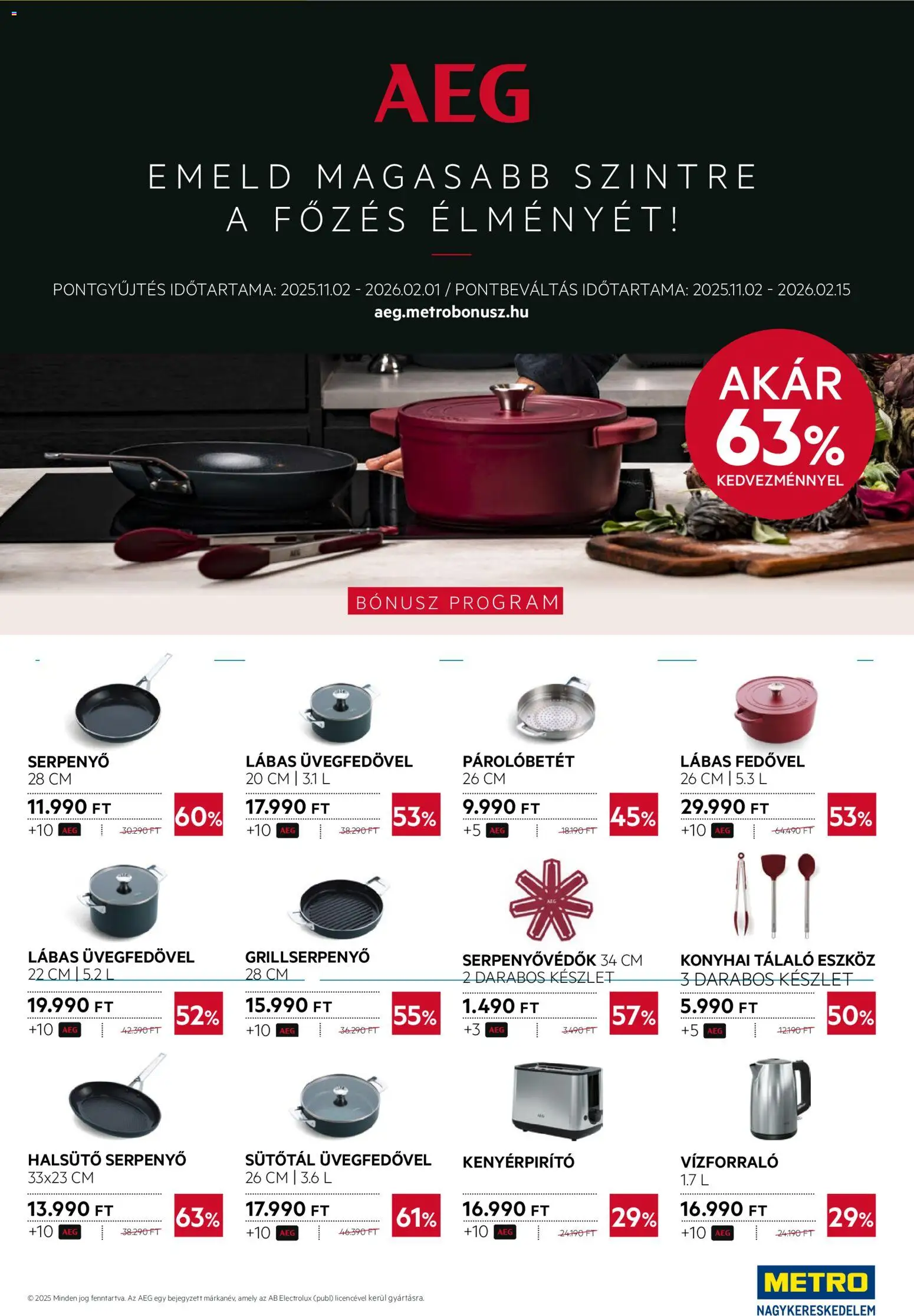 Metro akciós ujság - amely érvényes a következő dátumtól: 02.01.2026 | Oldal: 40 | Termékek: Vízforraló, Kenyérpirító, Serpenyő
