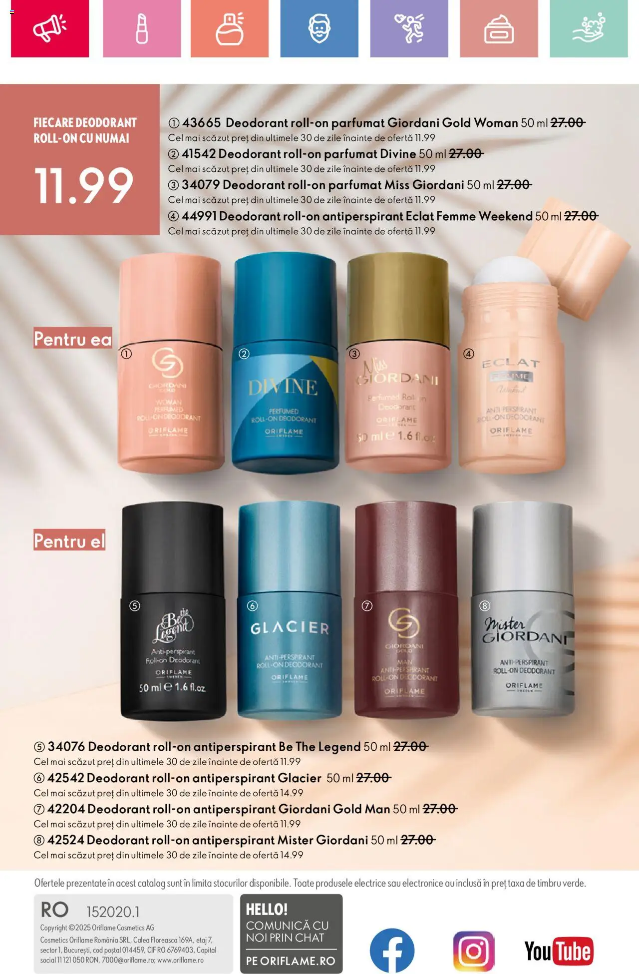 Oriflame catalog 10 2025 – valabil de la 06.07.2025 | Pagină: 164 | Produse: Deodorant, Antiperspirant