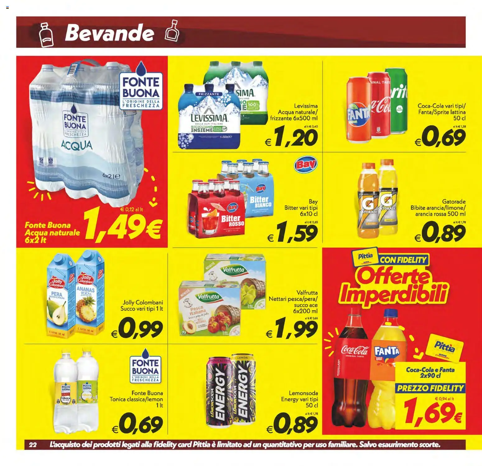 Volantino SuperConveniente del 23.01.2026 | Pagina: 22 | Prodotti: Acqua, Ananas, Bibite, Coca Cola