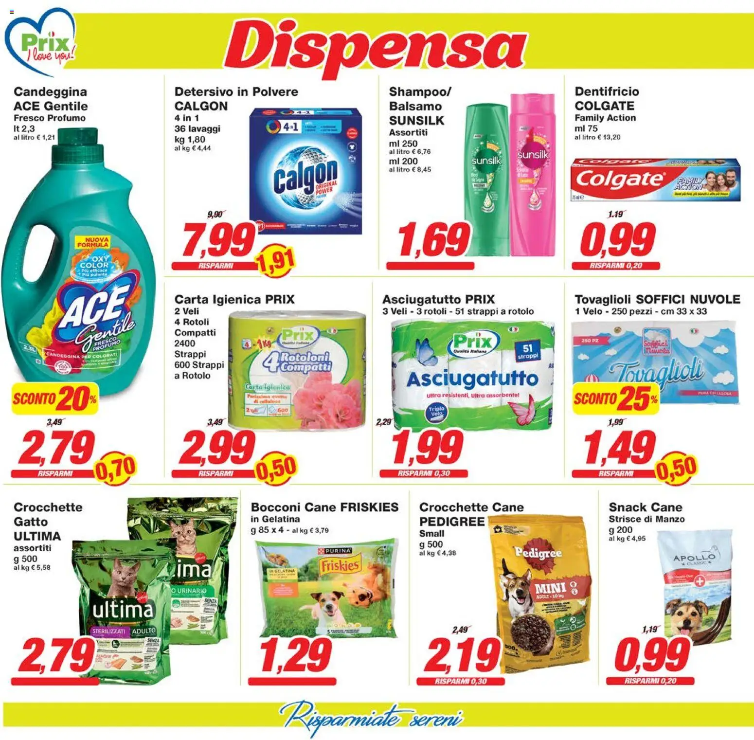 Volantino Prix del 28.10.2025 | Pagina: 14 | Prodotti: Carta igienica, Crocchette cane, Asciugatutto, Profumo