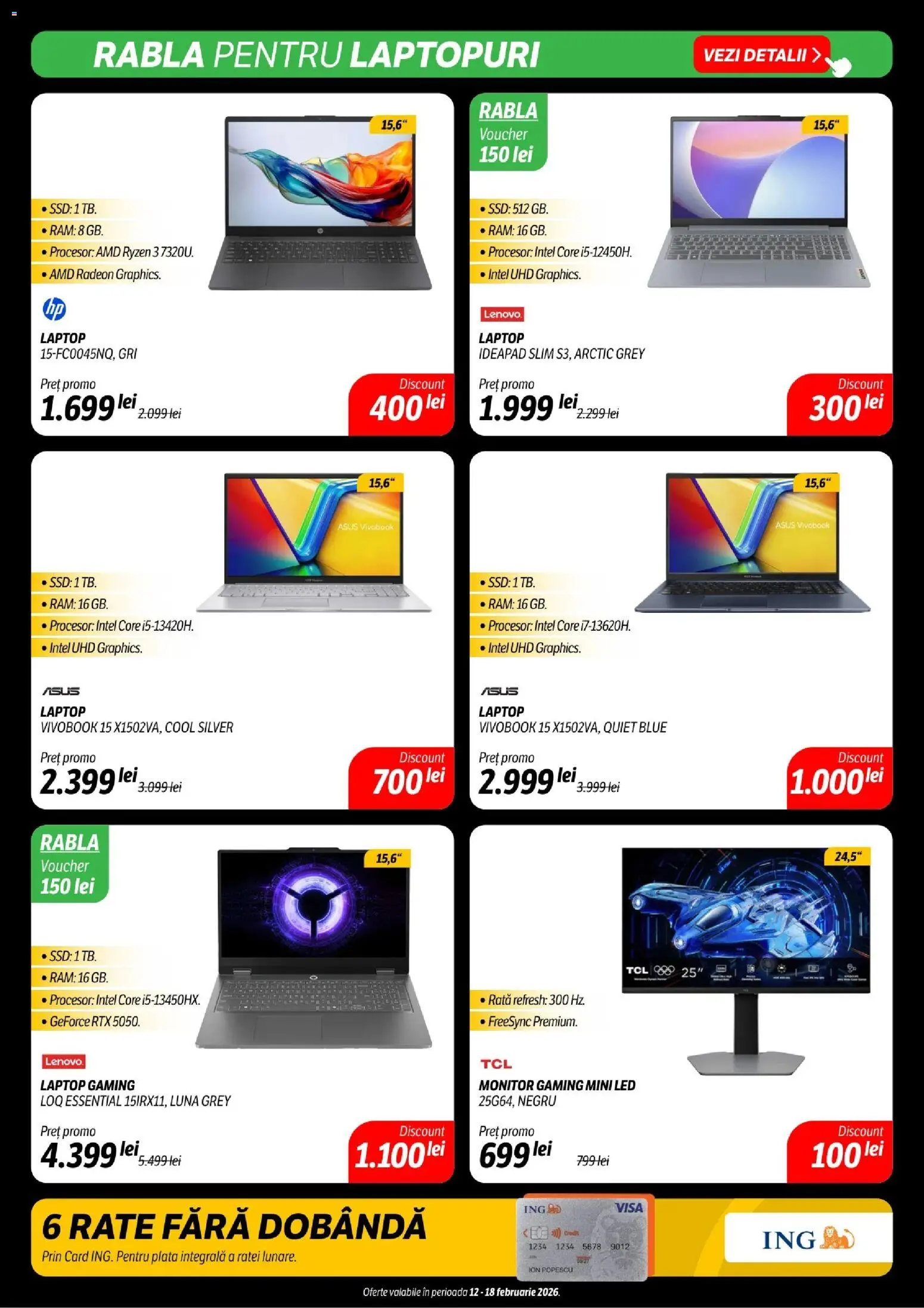 Noul catalog Flanco – valabil de la 12.02.2026 | Pagină: 8 | Produse: Laptop, Monitor, Babak, Rață
