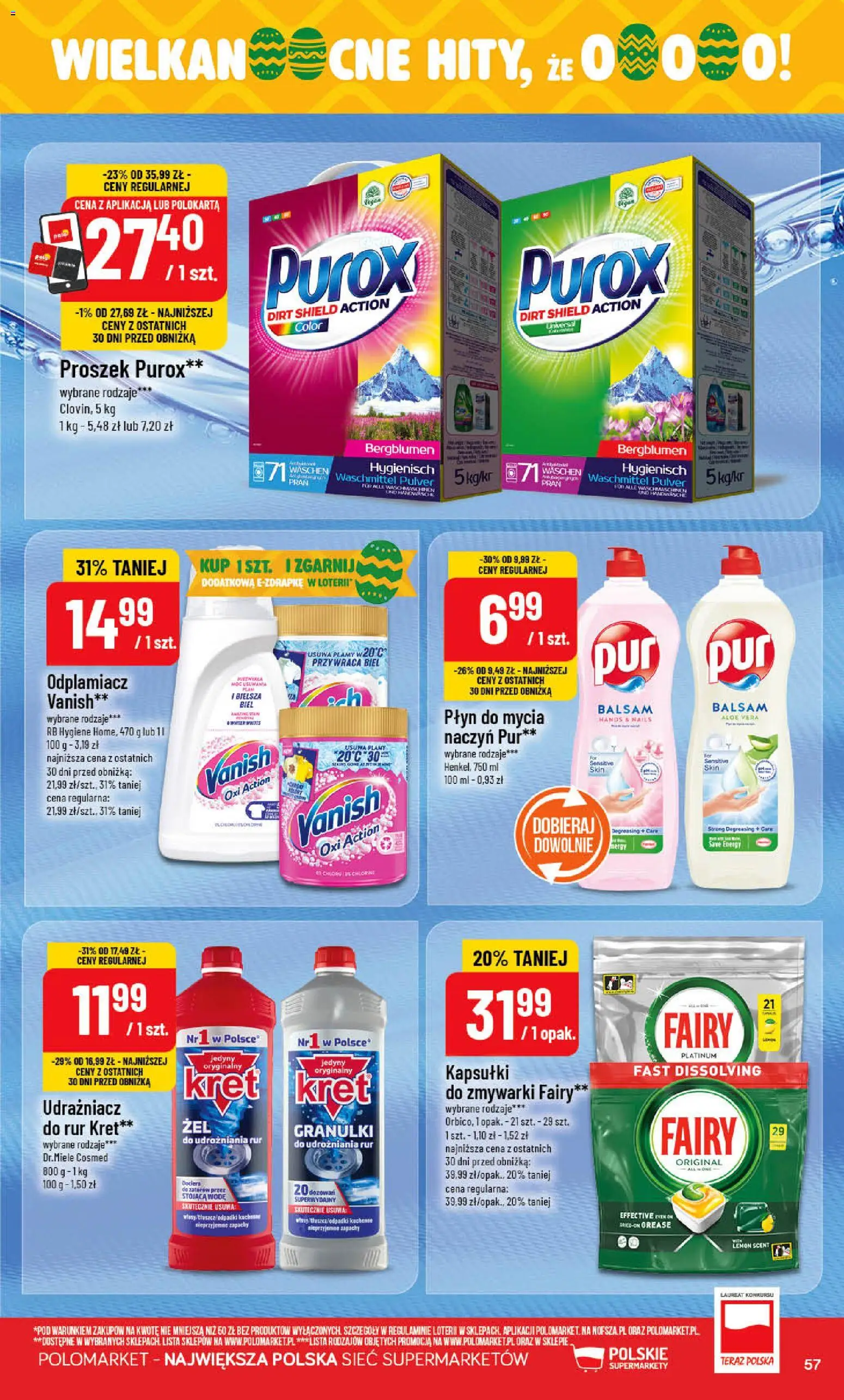POLOmarket gazetka od 18.03.2026 | Strona: 57 | Produkty: Vanish, Fairy, Odplamiacz, Proszek purox
