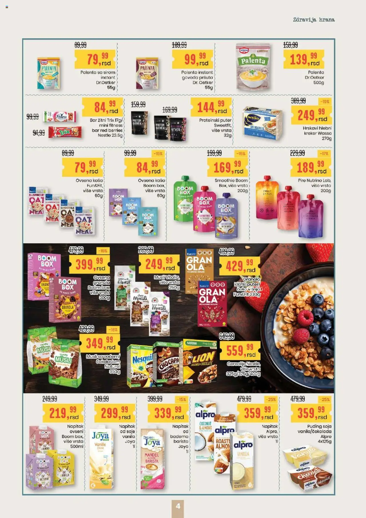 Aroma Market katalog - važi od 07.08.2025 | Strana: 4 | Proizvode: Protein, Palenta, Granola, Alpro