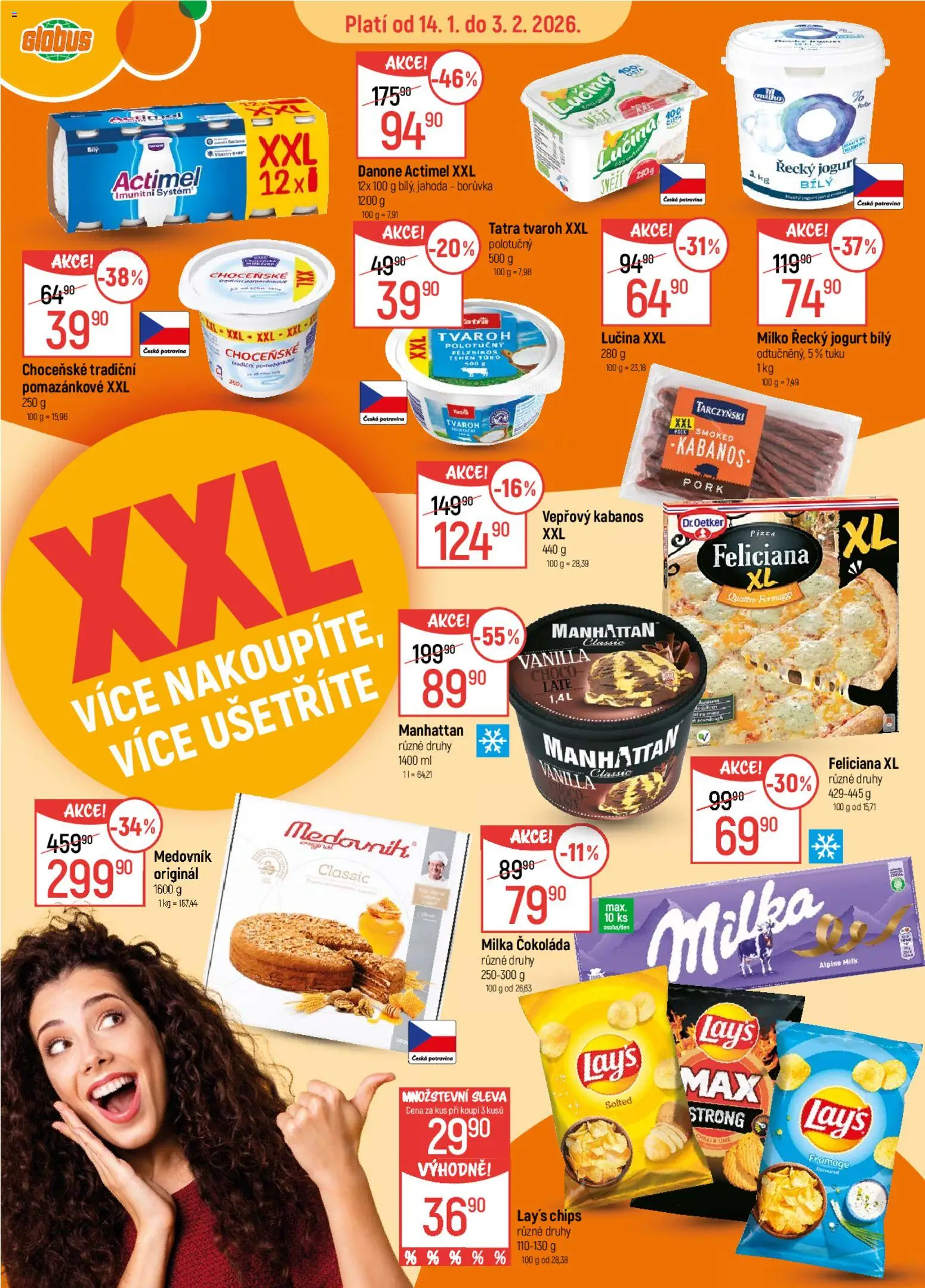 Globus leták od 14.01.2026 | Strana: 9 | Produkty: Milka, Medovník, Actimel, Lay's
