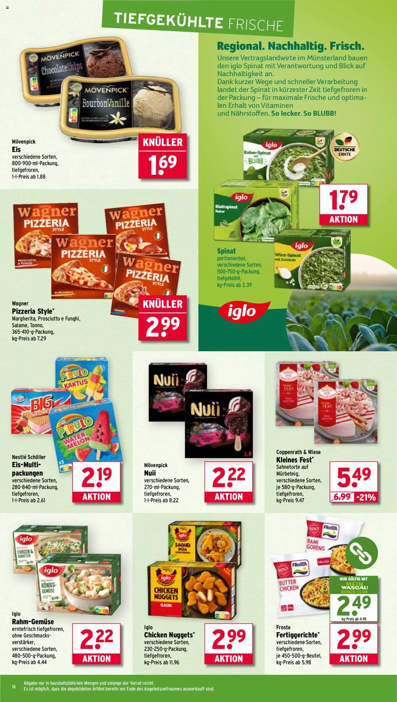 Wasgau Prospekt 	 – gültig ab 29.09.2025 | Seite: 16 | Produkte: Iglo, Frosta, Gemüse, Erbsen