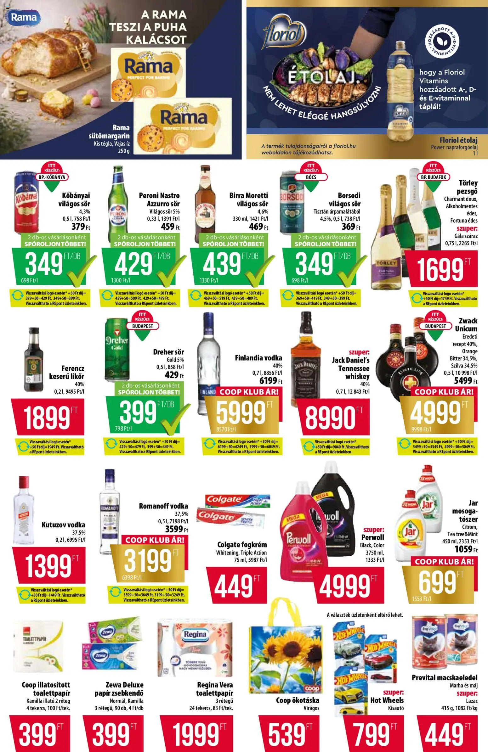 COOP akciós ujság - amely érvényes a következő dátumtól: 02.04.2026 | Oldal: 7 | Termékek: Perwoll, Whiskey, Rama, Vodka