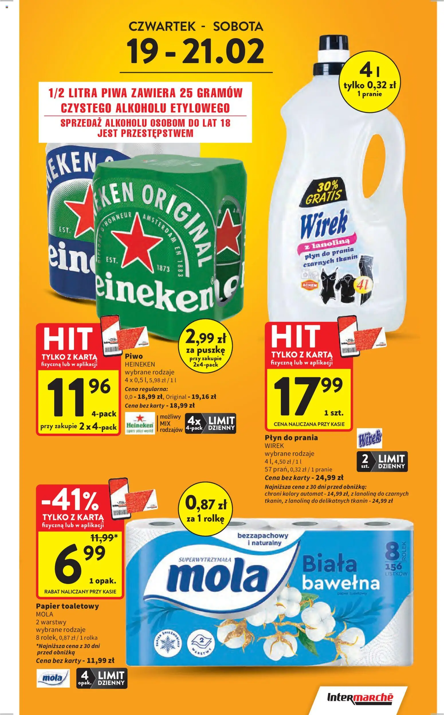 Intermarche Gazetka od 19.02.2026 | Strona: 5 | Produkty: Karta, Papier toaletowy, Piwo, Heineken