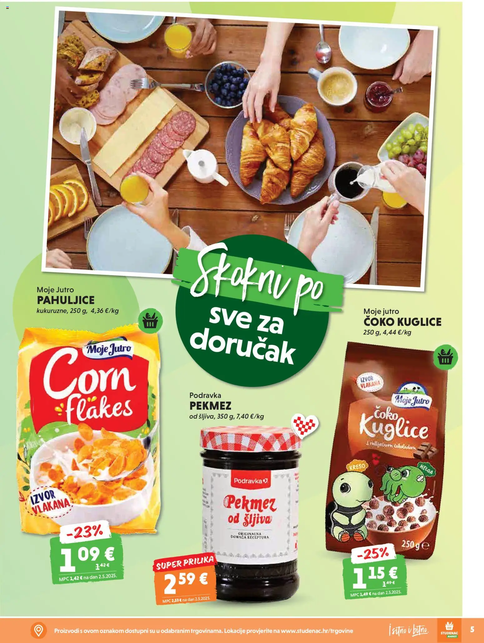 Studenac katalog | vrijedi od 15.04.2026 | Stranica: 5 | Proizvodi: Pekmez, Podravka, Šljiva, Pahuljice